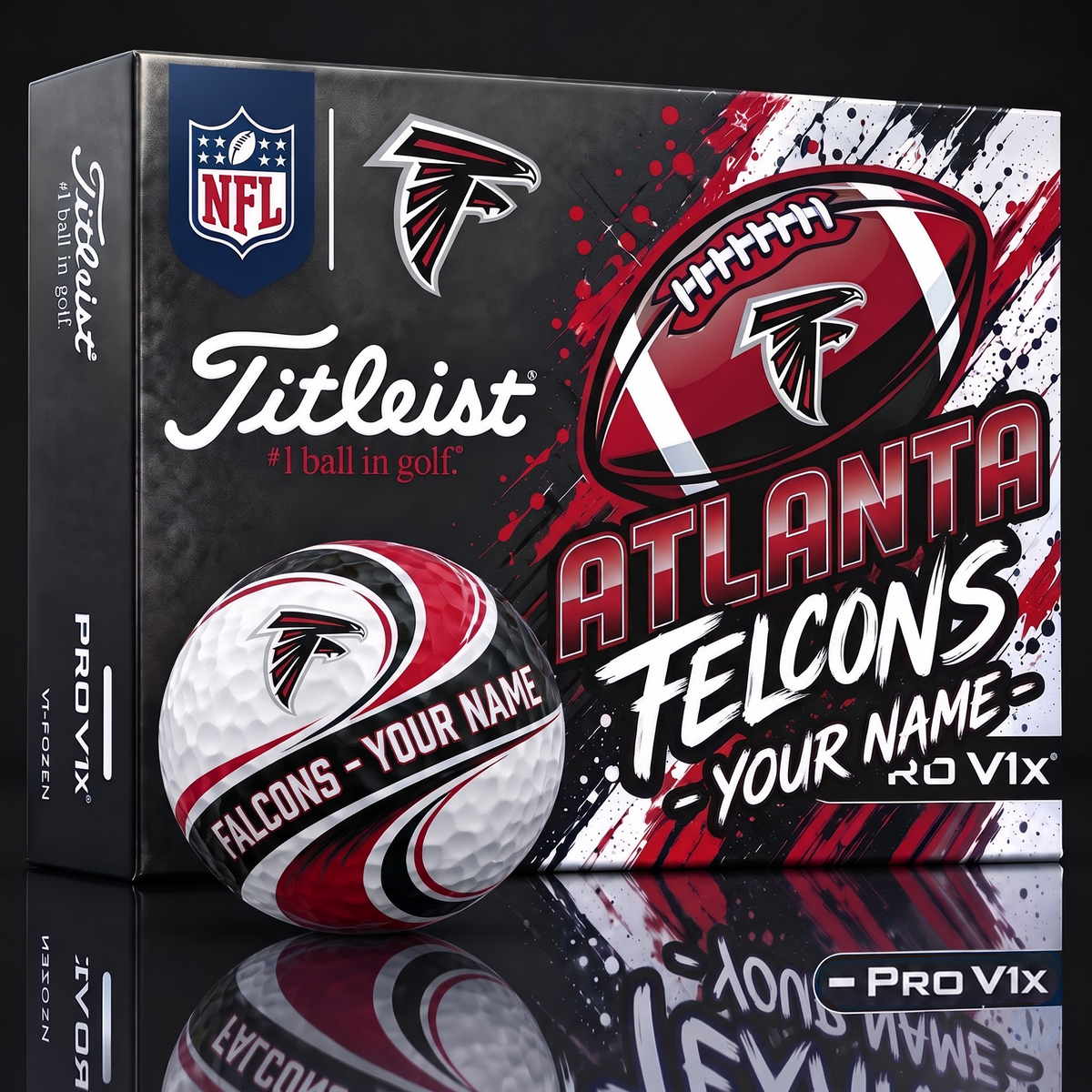 AF x 1-of-1 Custom NFL Personalized Swirl Titleist Pro V1x Golf Balls