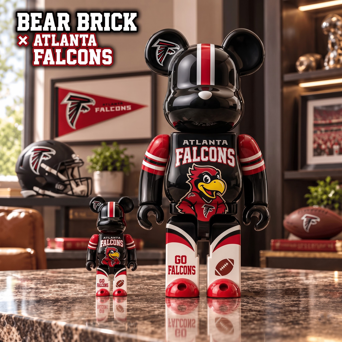 AF x Custom 1-of-1 NFL Team Bearbrick Collectible Figure Home Desk Decor