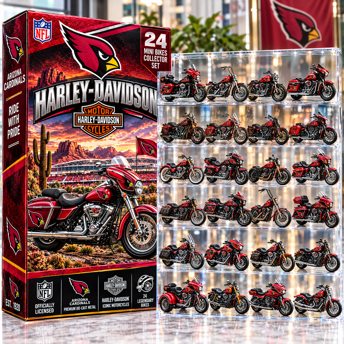 ARI X NFL 24-Day Countdown Blink Box Cruiser Motorcycles Set