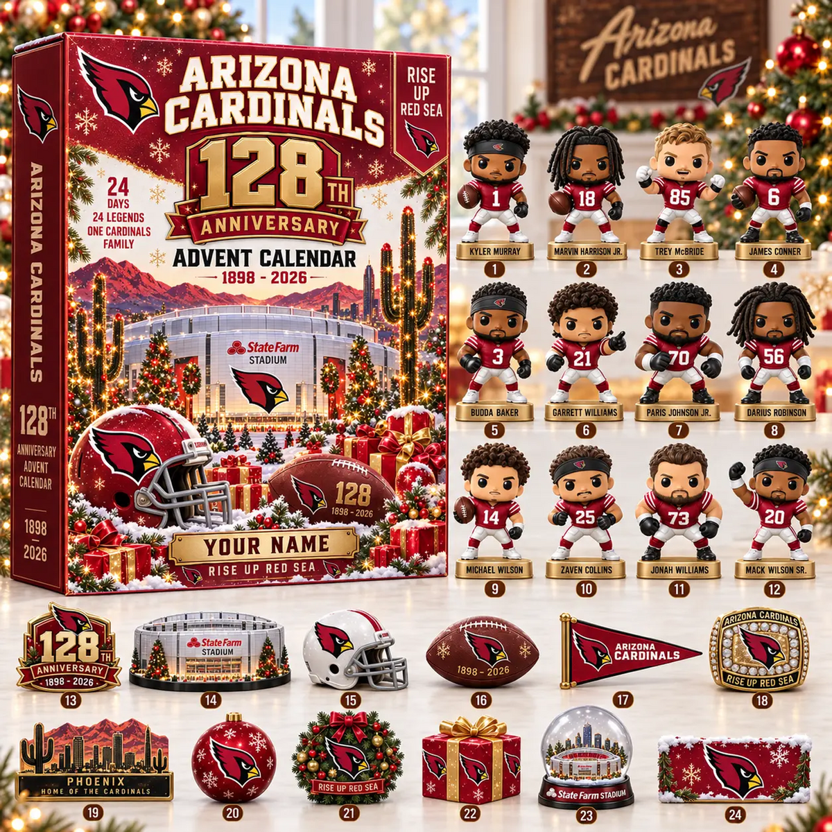 ARI x NFL Christmas 2026 Anniversary Advent Calendar Box Custom Any Name Gifts