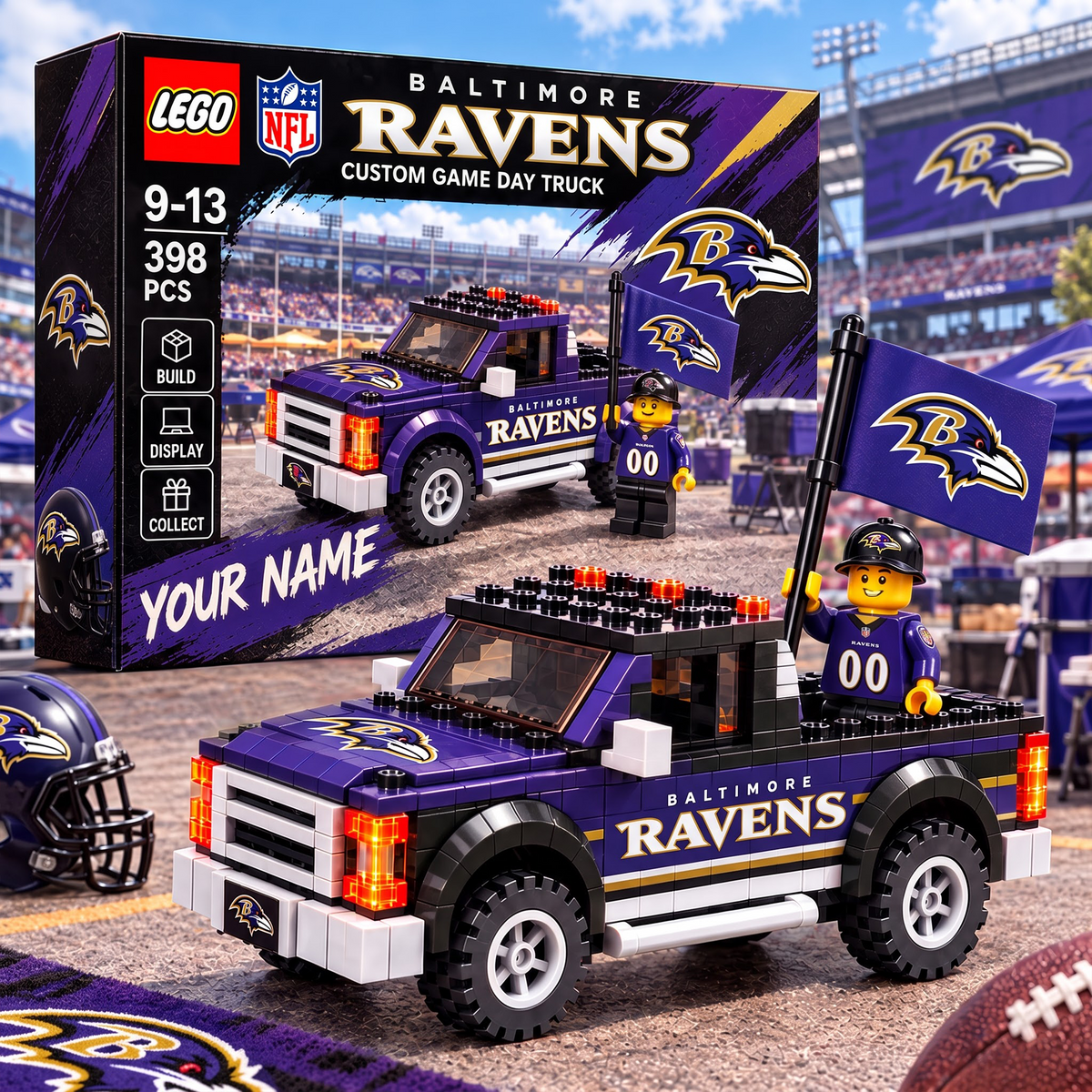 BAL X NFL 1-OF-1 IN-HOUSE CRAFTED CUSTOM GAME DAY TRUCK BRICK SET
