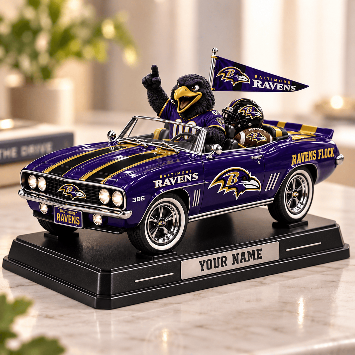 BAL X NFL Car Acrylic Block Plaque Custom Any Name Gift For Fan
