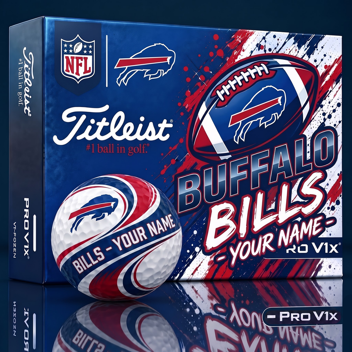 BB x 1-of-1 Custom NFL Personalized Swirl Titleist Pro V1x Golf Balls
