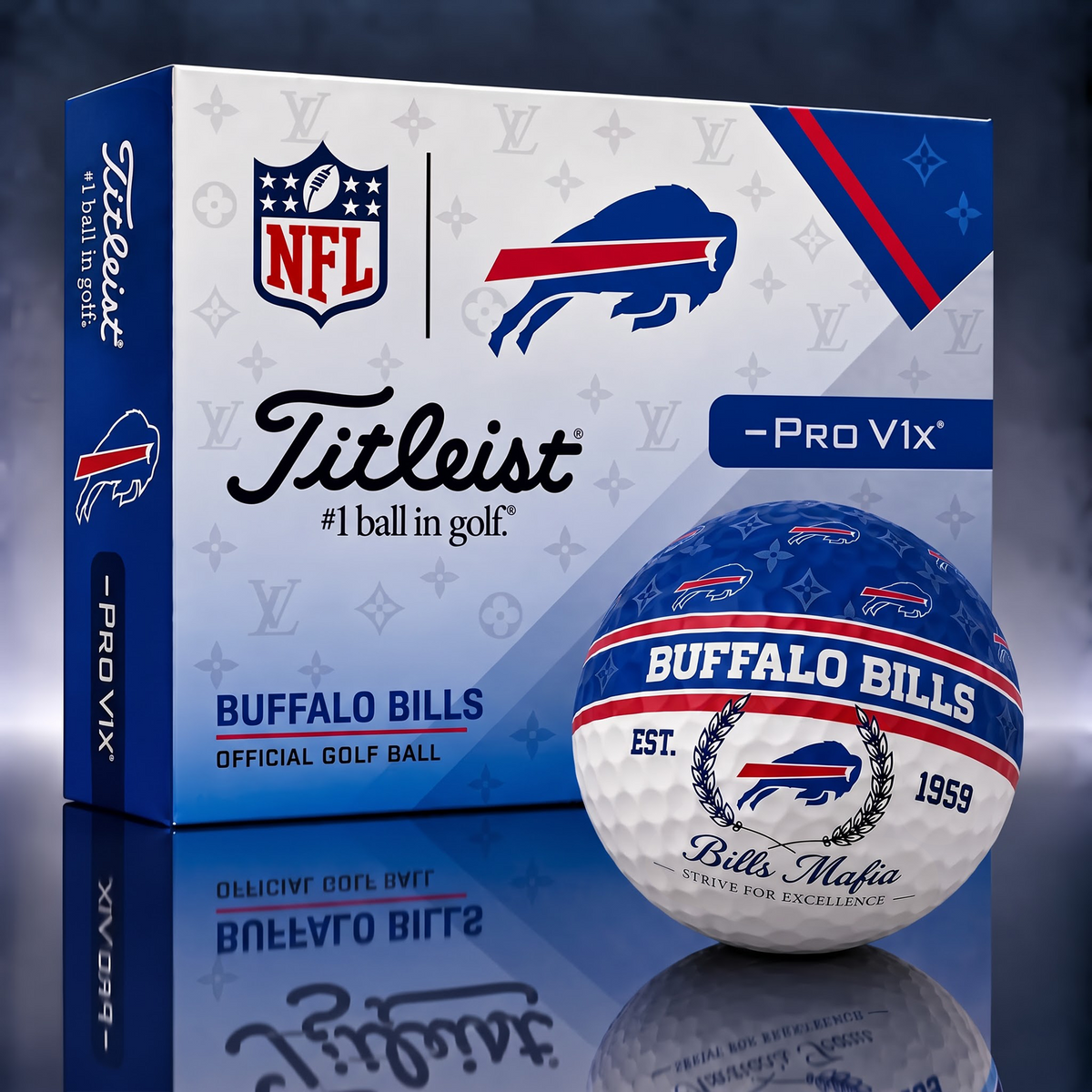 BB x NFL Custom LV x Titleist Pro V1 Golf Balls Set