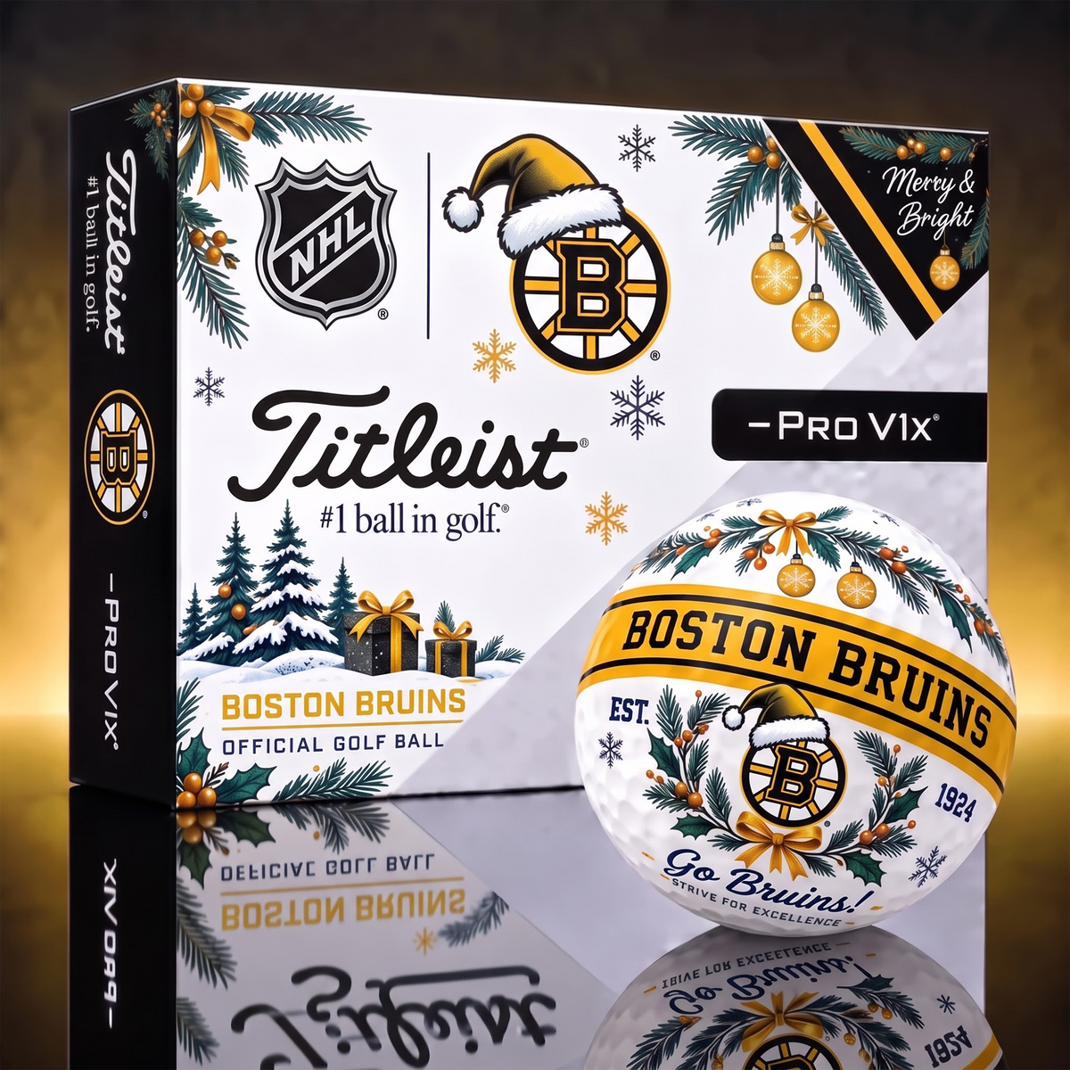 BOS X 1-OF-1 NHL TITLEIST CHRISTMAS GOLF BALLS