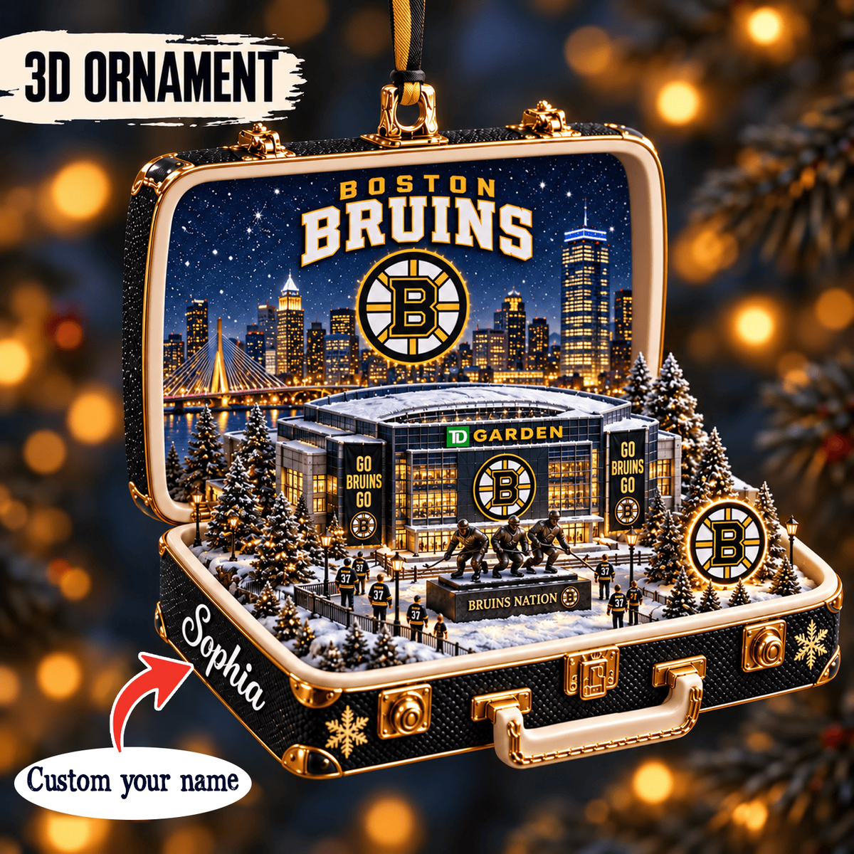 BOS x NHL Christmas KICKOFF Premium Personalized Acrylic Oranment