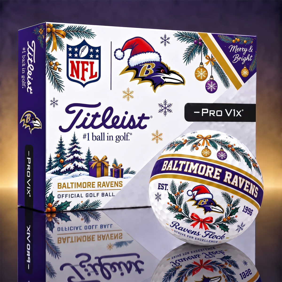 BR x 1-OF-1 NFL TITLEIST CHRISTMAS GOLF BALLS