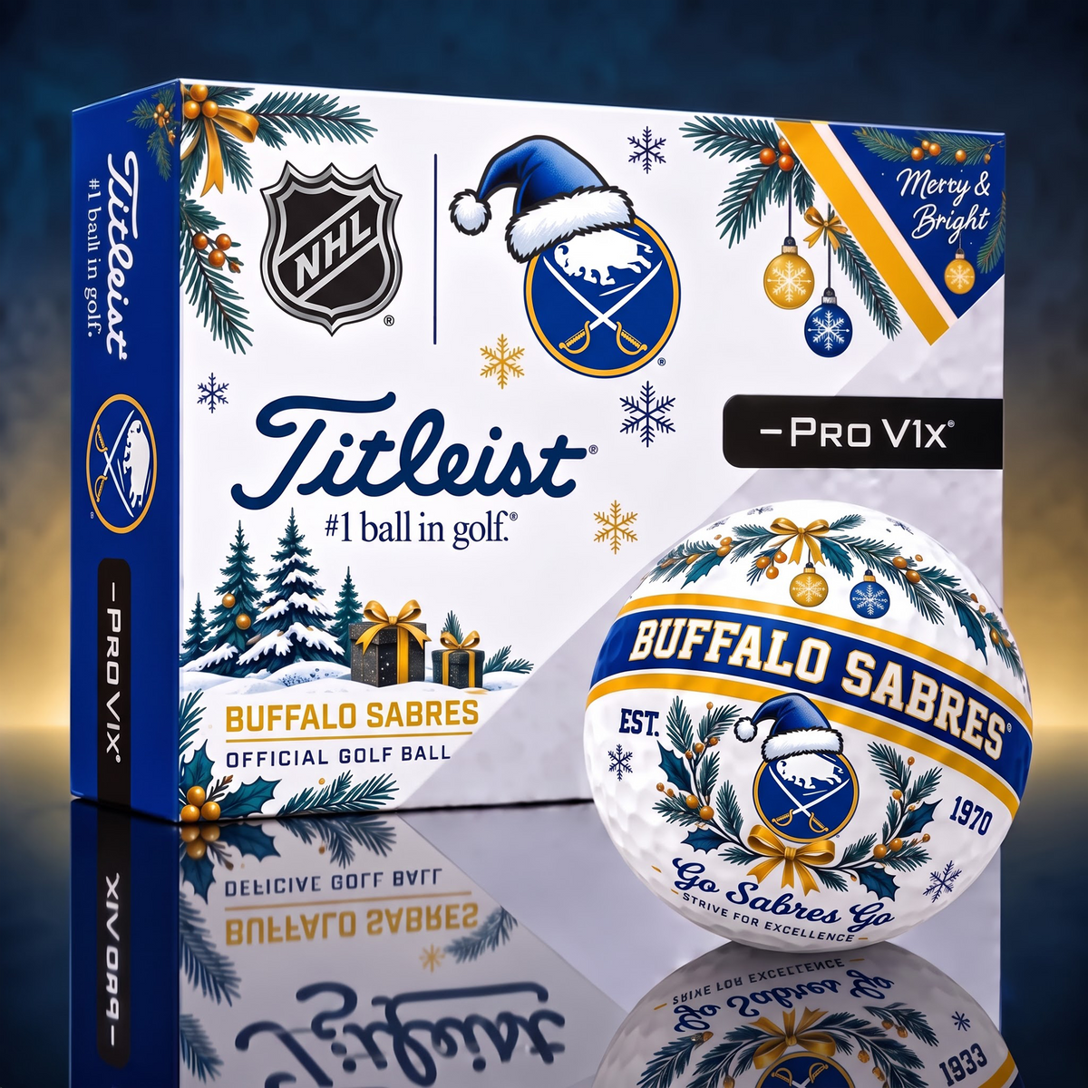 BUF X 1-OF-1 NHL TITLEIST CHRISTMAS GOLF BALLS