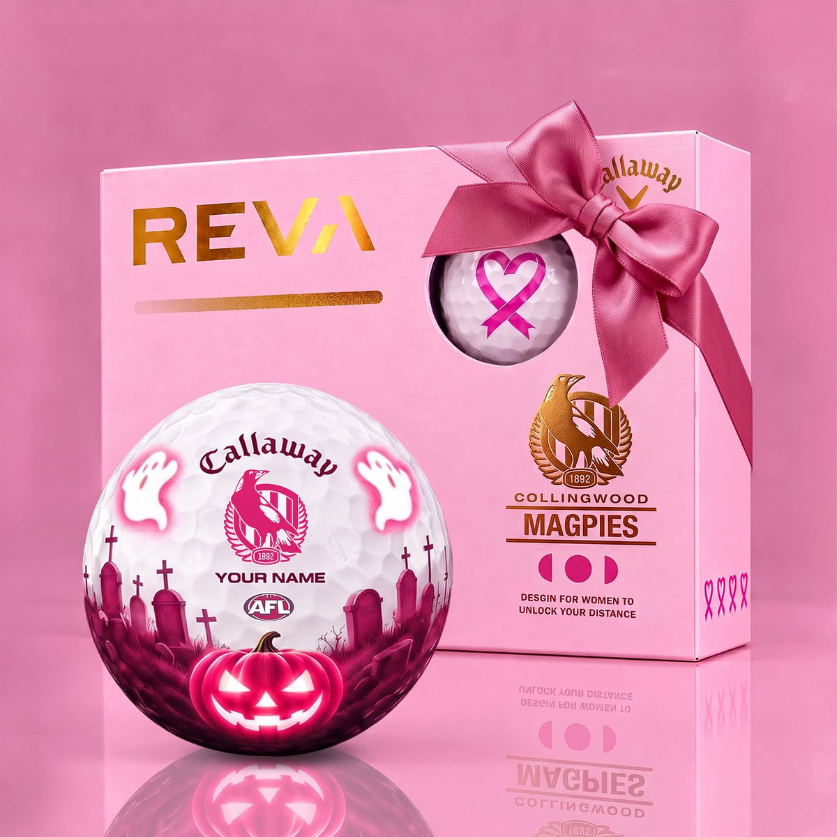 CALLAWAY REVA X SIGNATURE AFL COL LUXURY SPOOKY NIGHT PERSONALIZED GOLF BALL FOR WOMEN TOURNAMENT LIMITED EDITION
