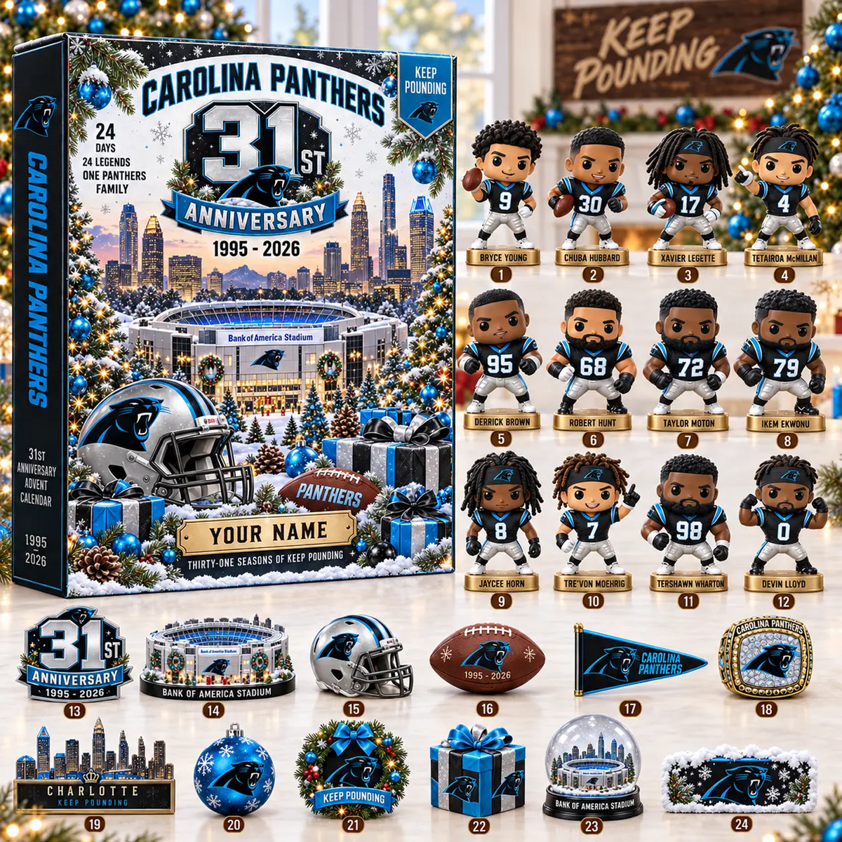 CAR x NFL Christmas 2026 Anniversary Advent Calendar Box Custom Any Name Gifts