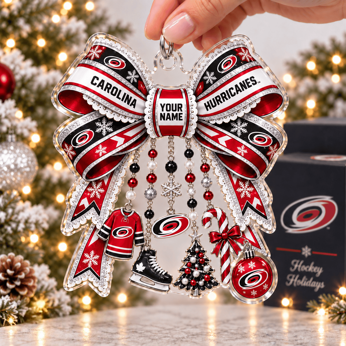 CAR x NHL Christmas KICKOFF Premium Personalized Acrylic Ornament Gift For Fan Hockey Men Women