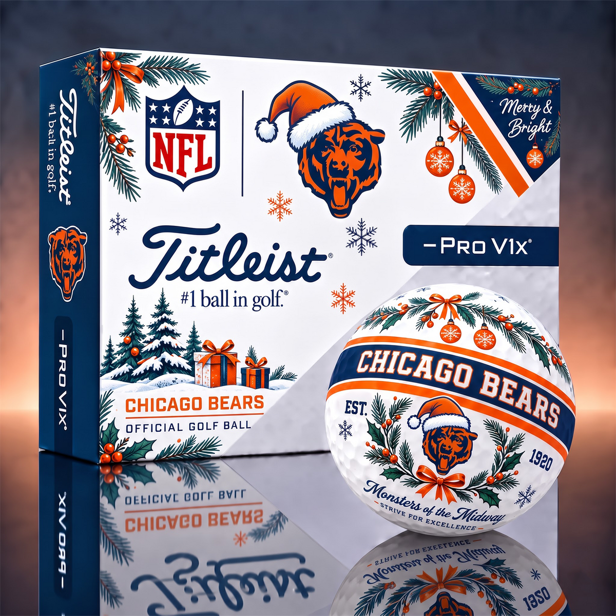 CB x 1-OF-1 NFL TITLEIST CHRISTMAS GOLF BALLS