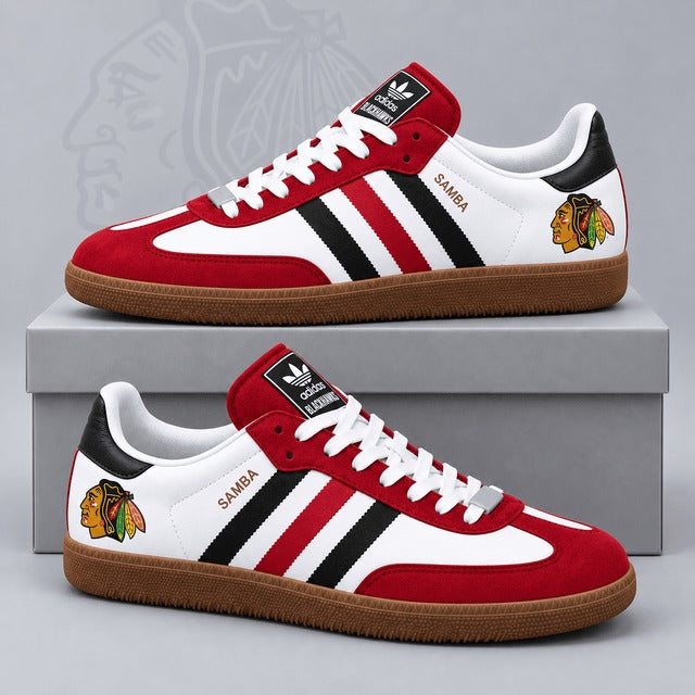 CB x NHL Retro Samba Low Top Sneakers Classic Three Stripe Hockey Fan Casual Shoes