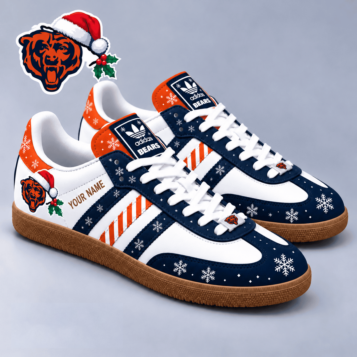 CHI x NFL Christmas Personalized Name Samba Shoes