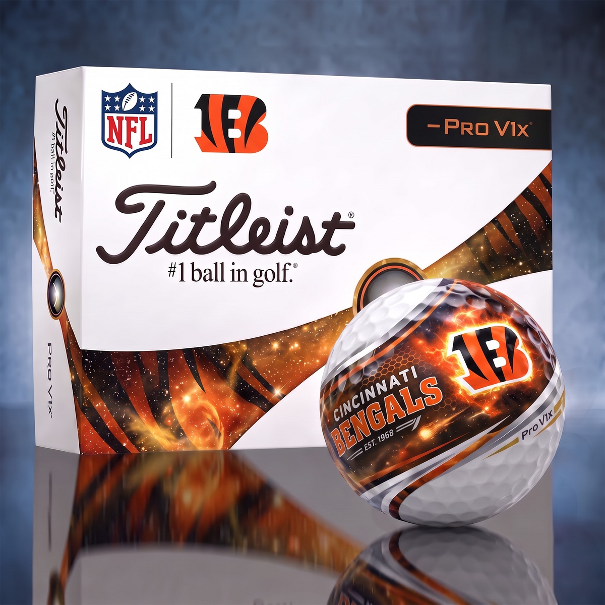 CIN x Custom 1-of-1 NFL Team Galaxy Titleist Golf Balls Set