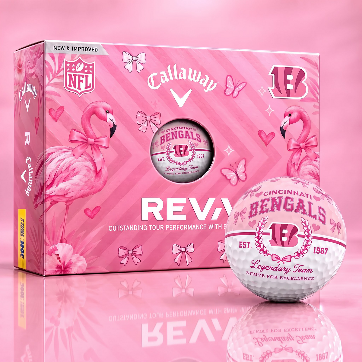 CIN x Custom NFL Pink Coquette Ladies Golf Balls
