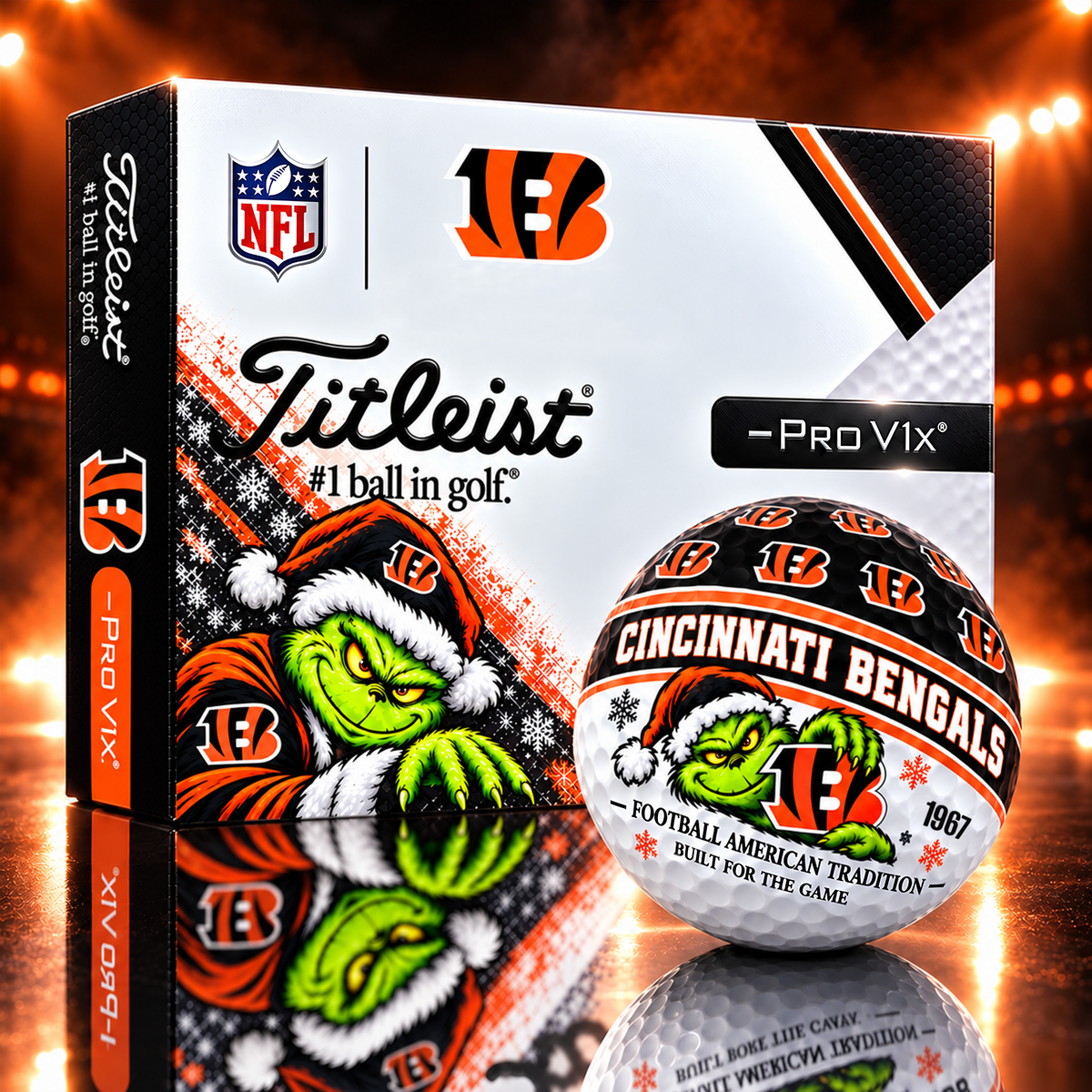 CIN x NFL 1-OF-1 IN-HOUSE CRAFTED TITLEIST PRO V1X GOLF BALLS