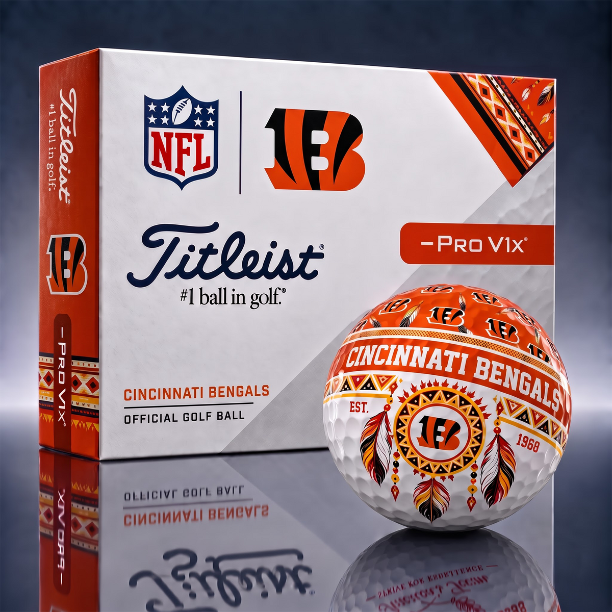 CIN x NFL 1-OF-1 IN-HOUSE CRAFTED TITLEIST PRO V1X NFL NATIVE HERITAGE GOLF BALLS