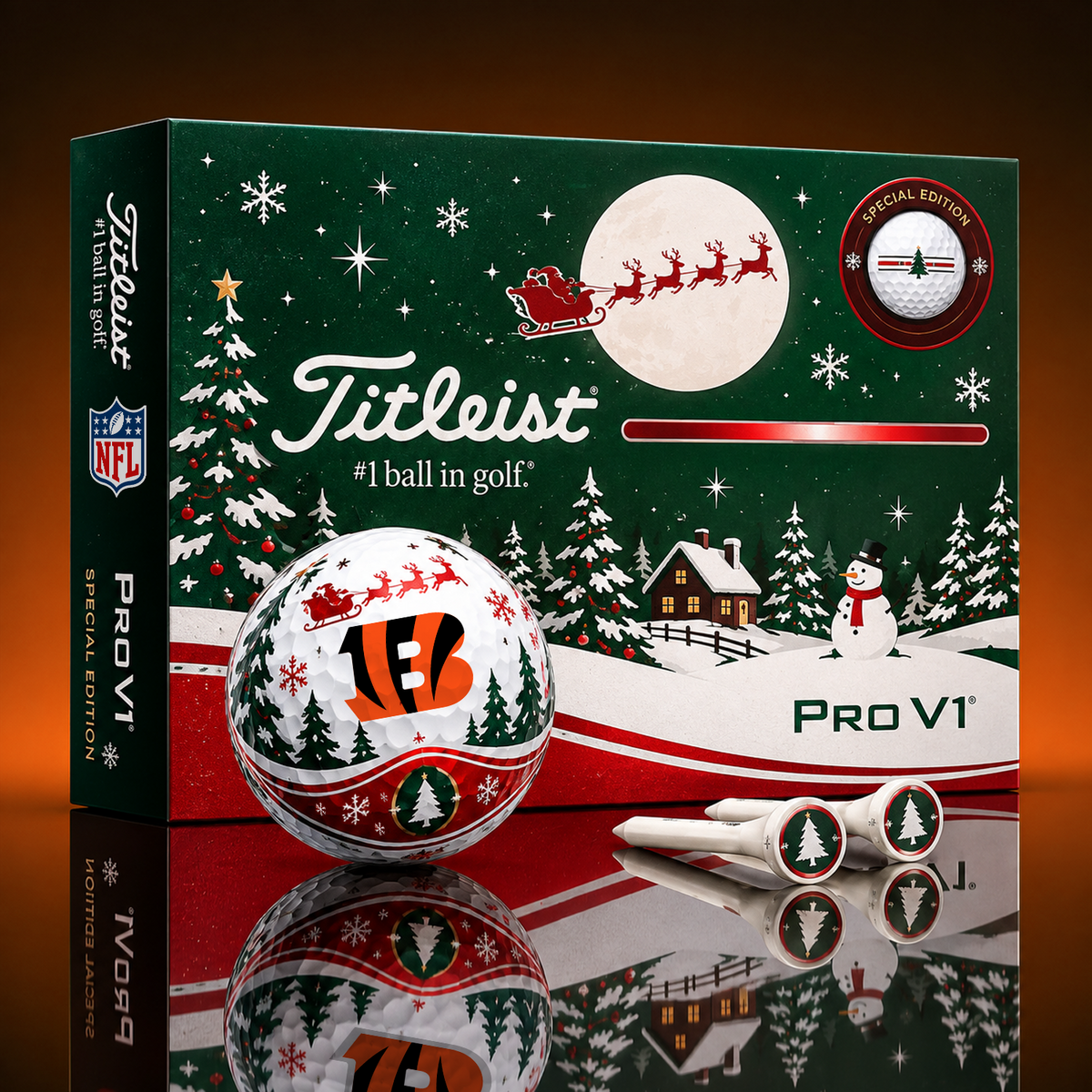 CIN x NFL PERSONALIZED GOLF BALL LIMITED EDITION CHRISTMAS V2