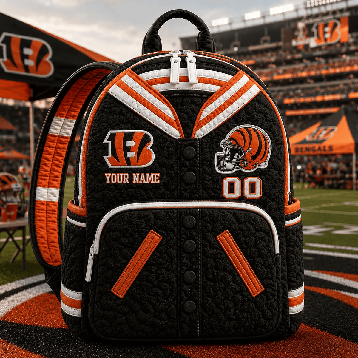 CIN x NFL Premium Varsity Quilted Backpack Personalized Gift For Fan - Limited Edition