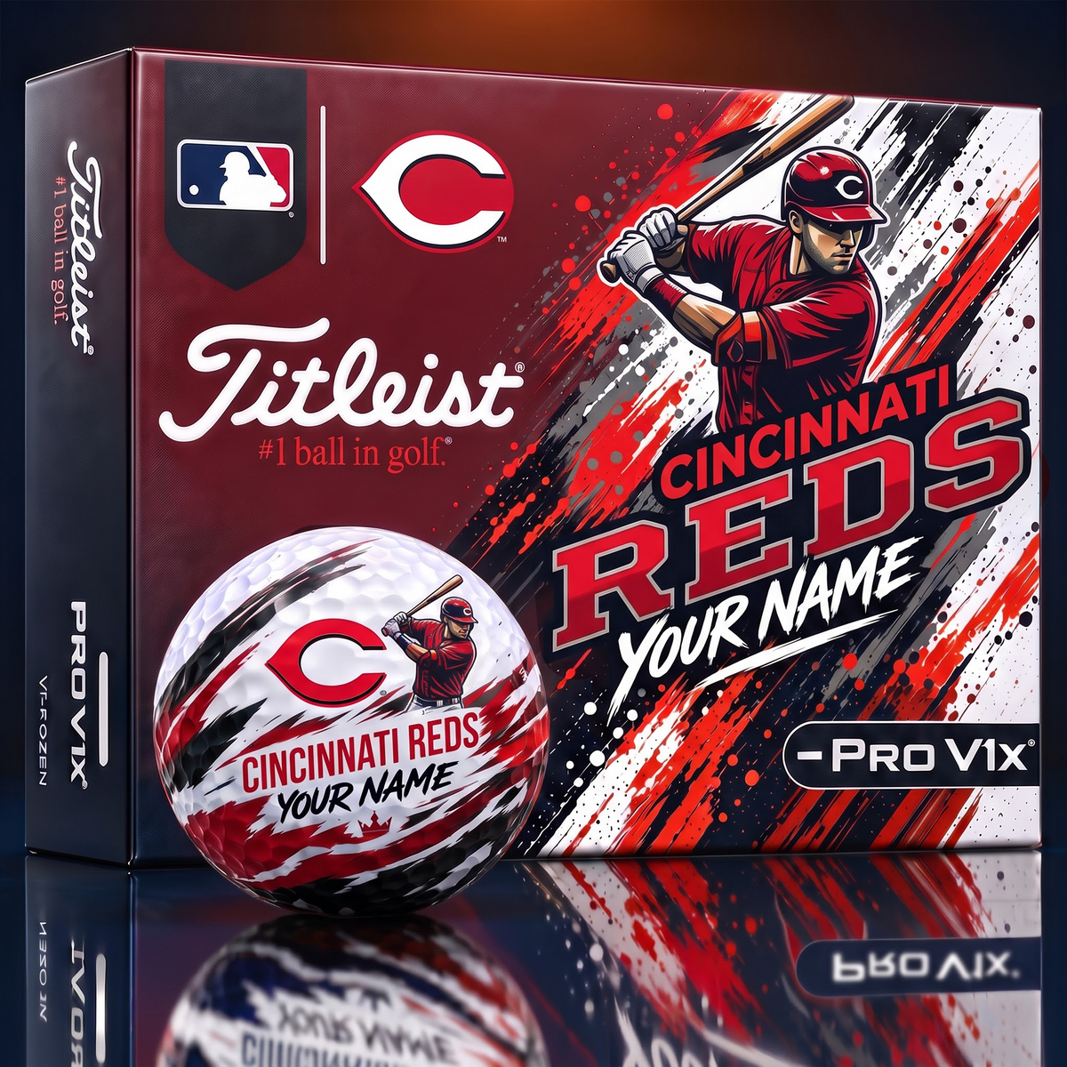 CIN x Personalized MLB Titleist Pro V1x MLB Golf Balls
