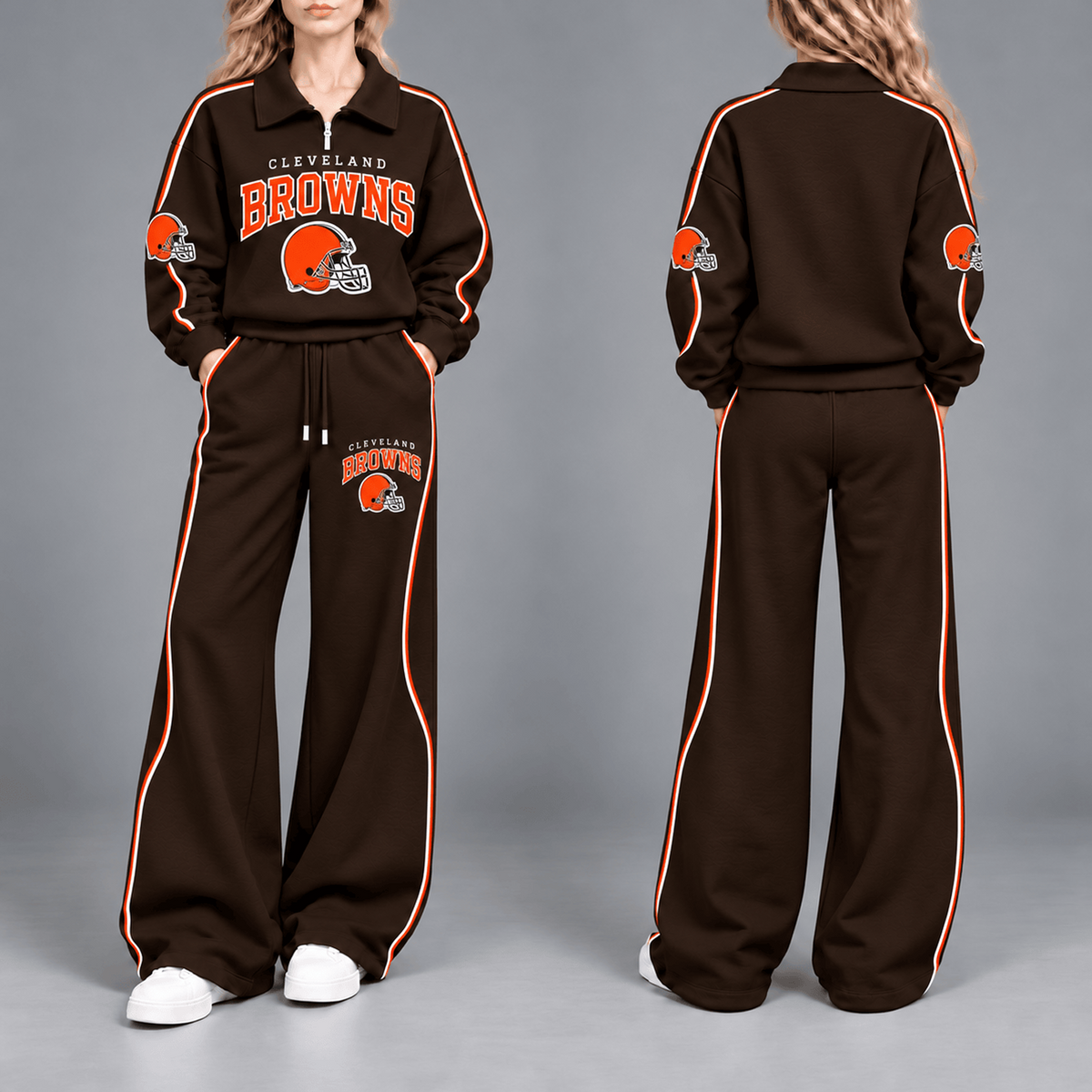 CLE Premium NFL Team Pride Contrast Piping Quarter-Zip + Pants