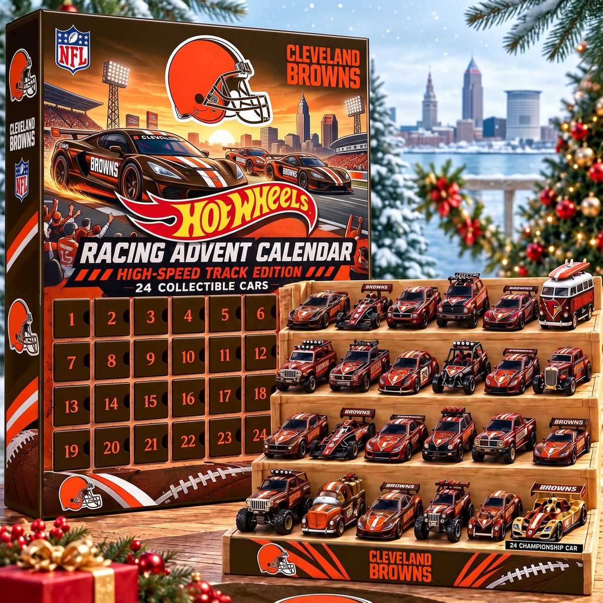 CLE X 1-of-1 Custom NFL Racing Advent Calendar 24 Cars Gift Set