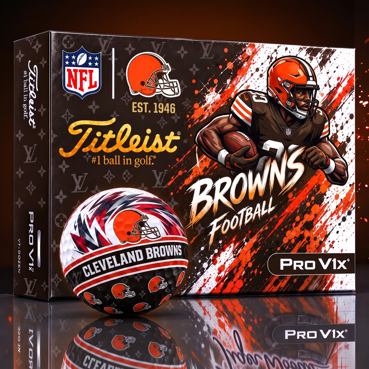 CLE X Custom NFL x LV Dynamic Paint Splatter Golf Balls