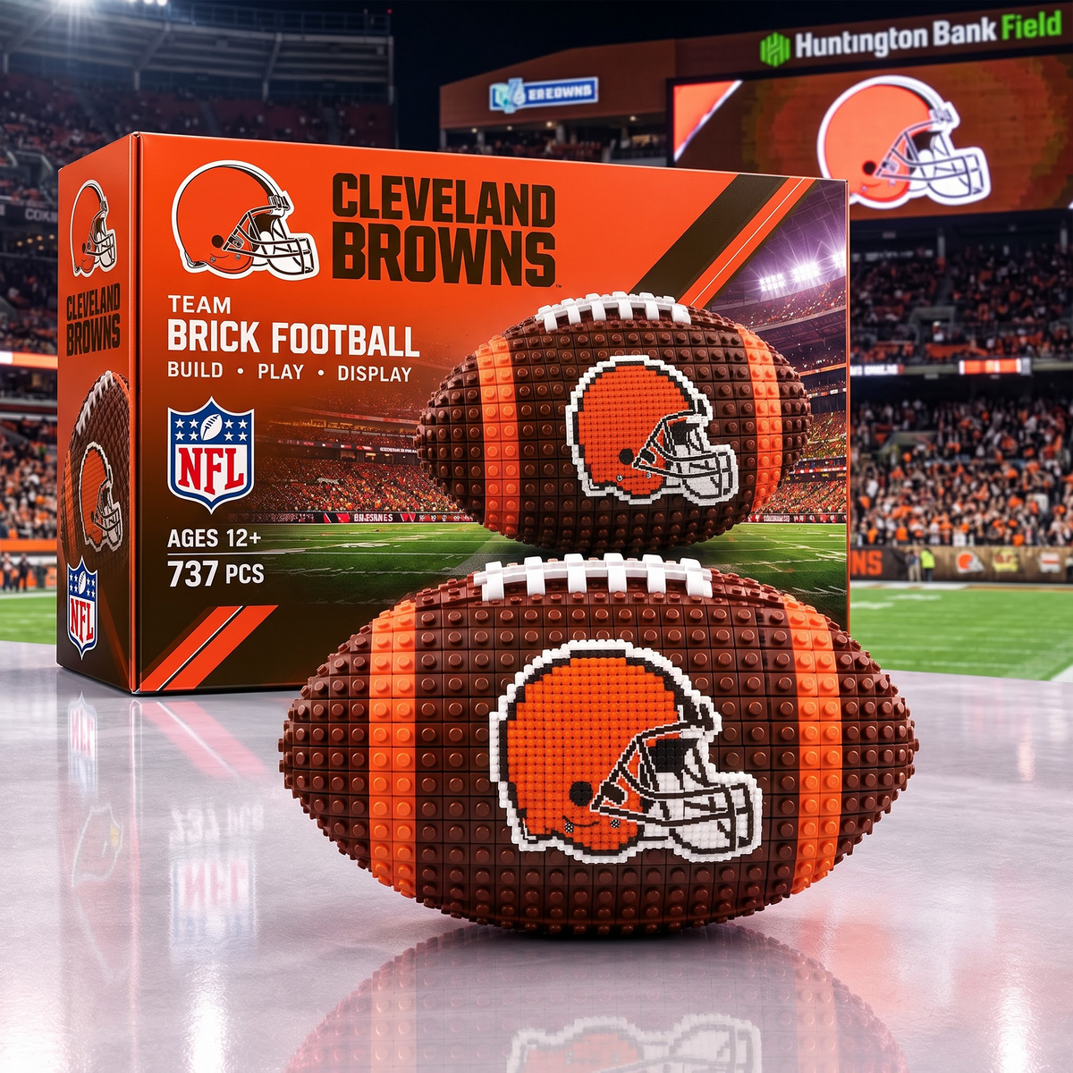 CLE X NFL Team Brick Football Building Set 3D Bricks Collector Model