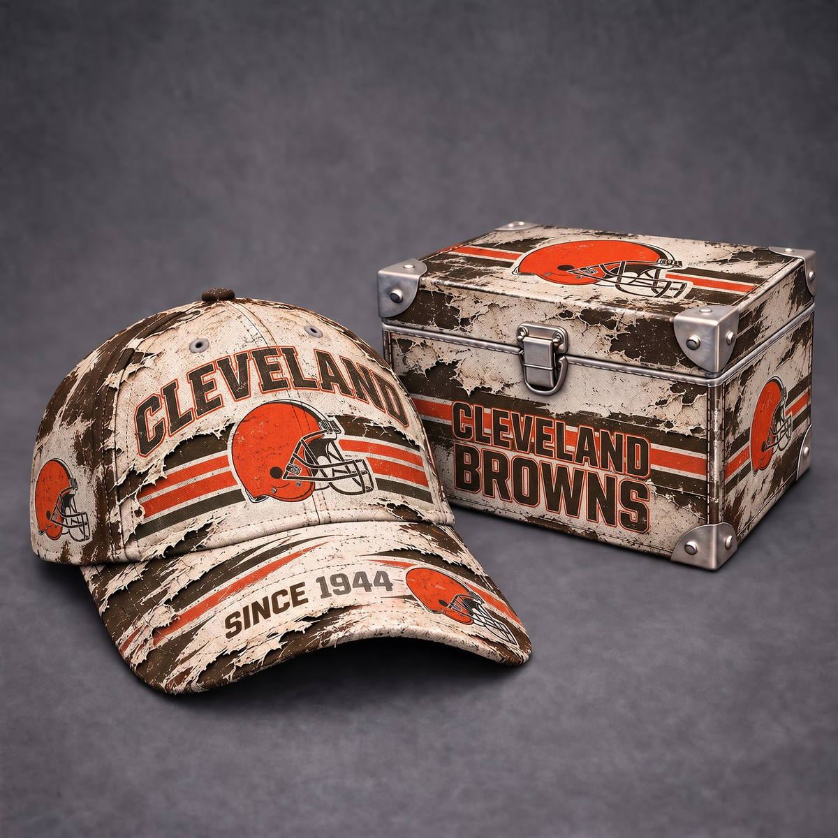 CLE x 1-of-1 NFL Distressed Baseball Cap And Gift Box Set