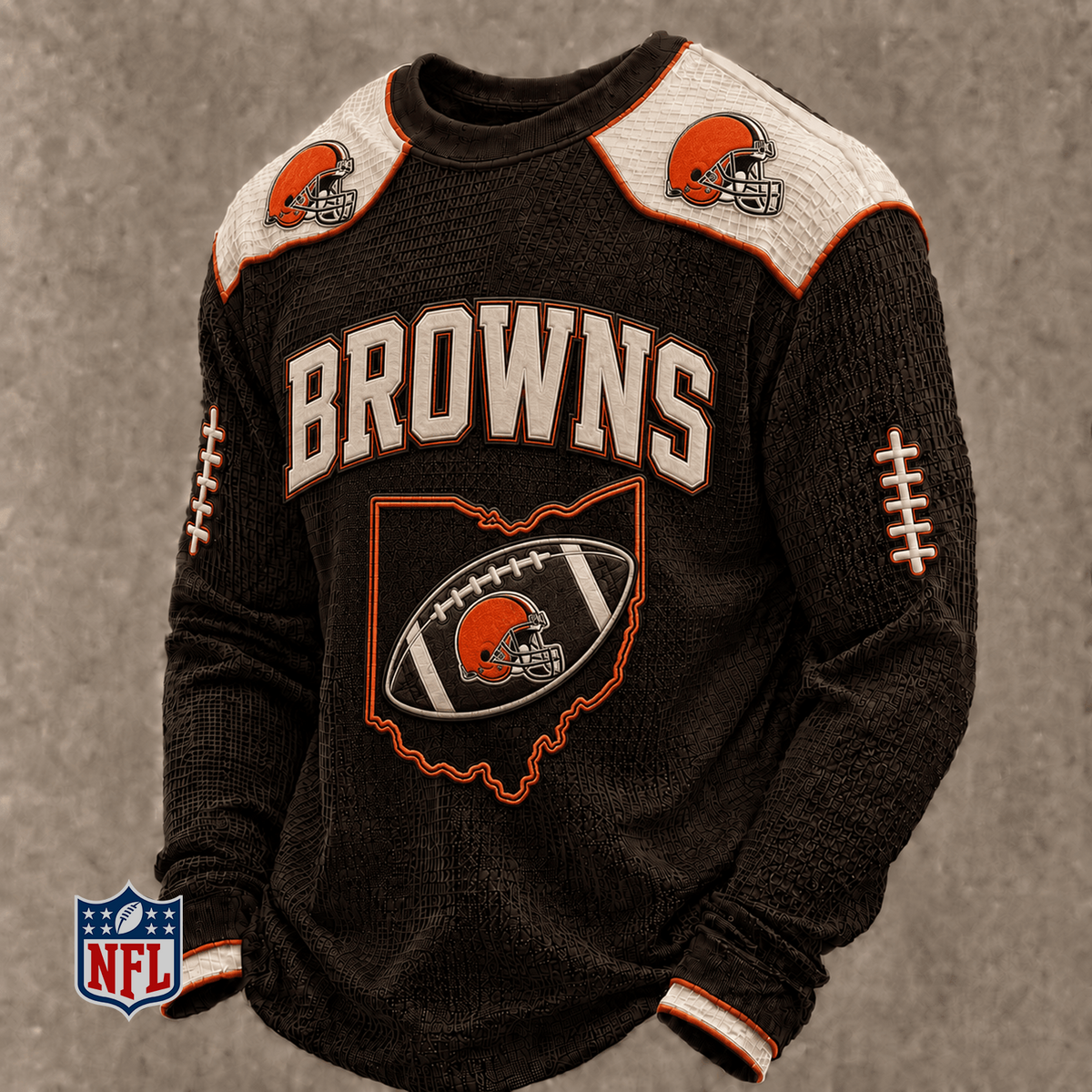 CLE x NFL Baseball Team Embroidered Crewneck Sweatshirt