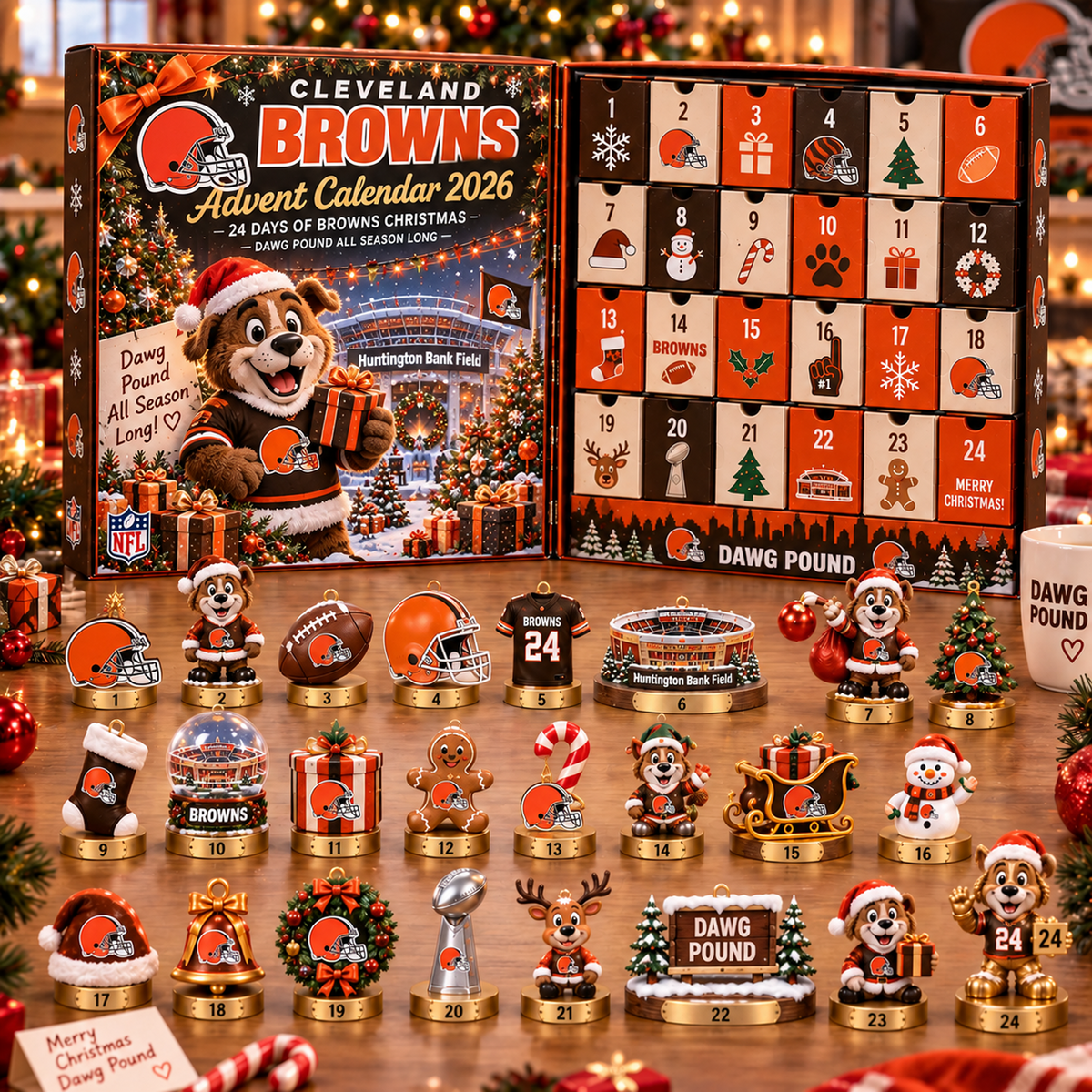 CLE x NFL Christmas Advent Calendar 2026 – 24 Days of NFL Mascot & Holiday Collectibles