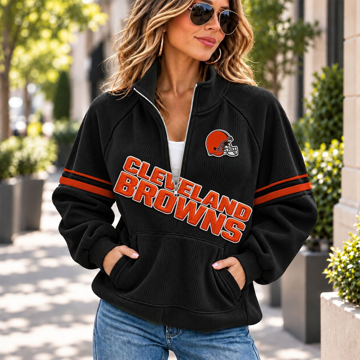 CLE x NFL Corduroy half-zip sweatshirt