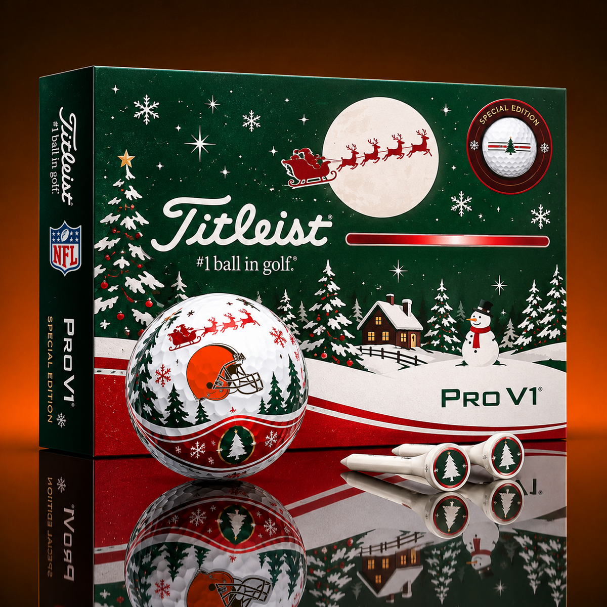 CLE x NFL PERSONALIZED GOLF BALL LIMITED EDITION CHRISTMAS V2
