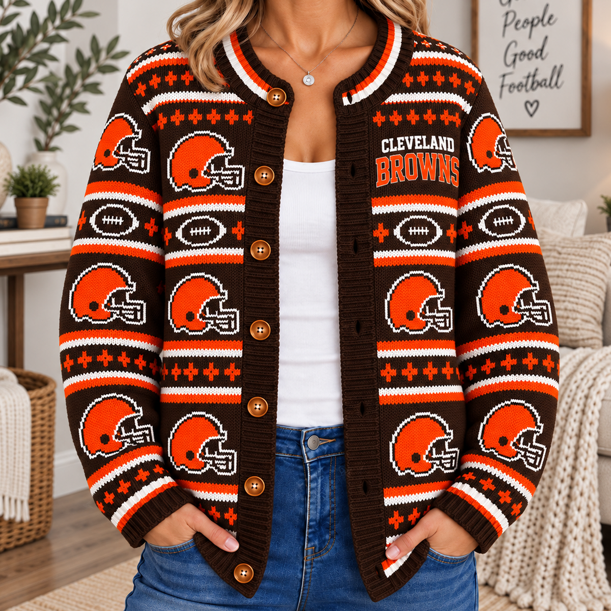 CLE x NFL Women's Cardigan Sweater