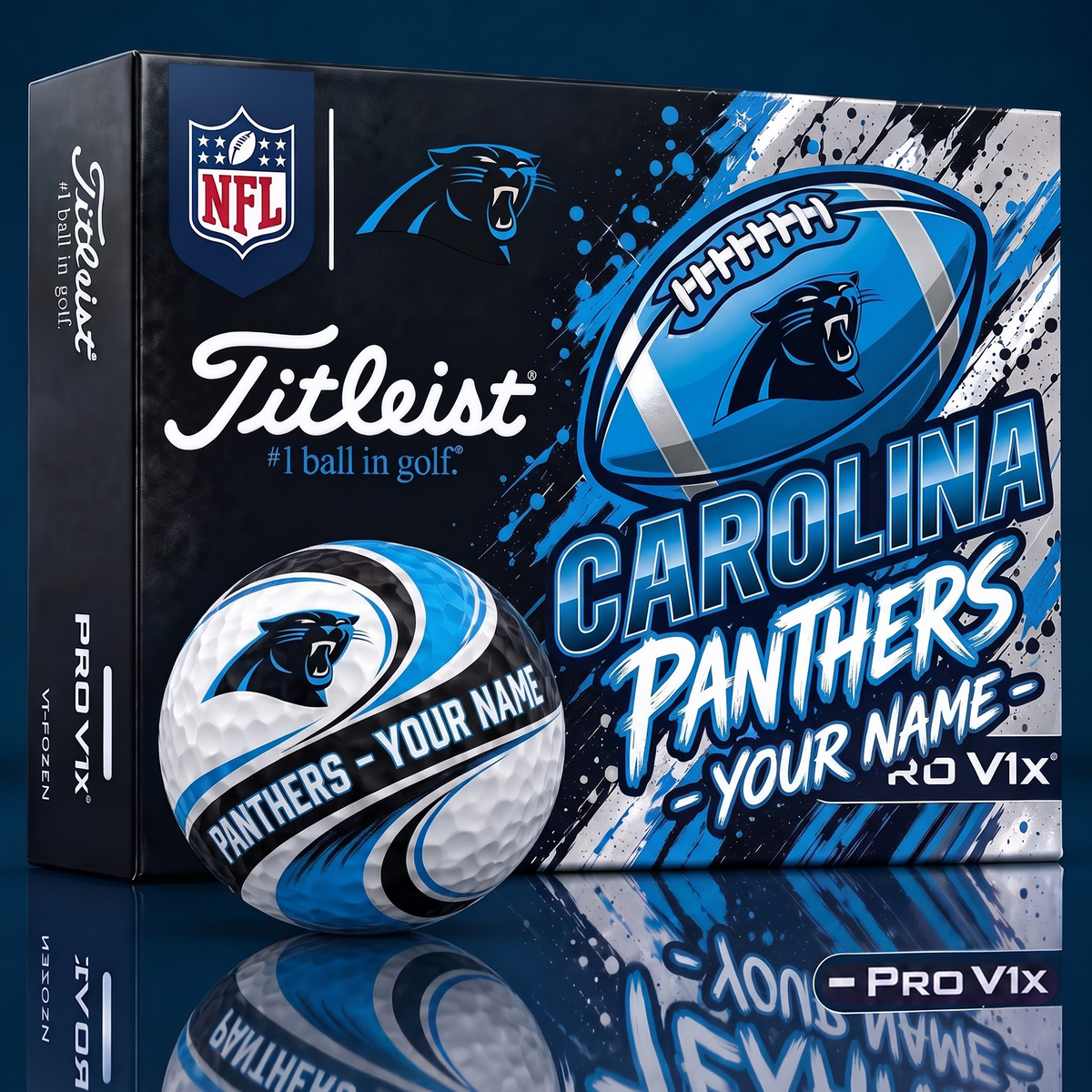 CP x 1-of-1 Custom NFL Personalized Swirl Titleist Pro V1x Golf Balls