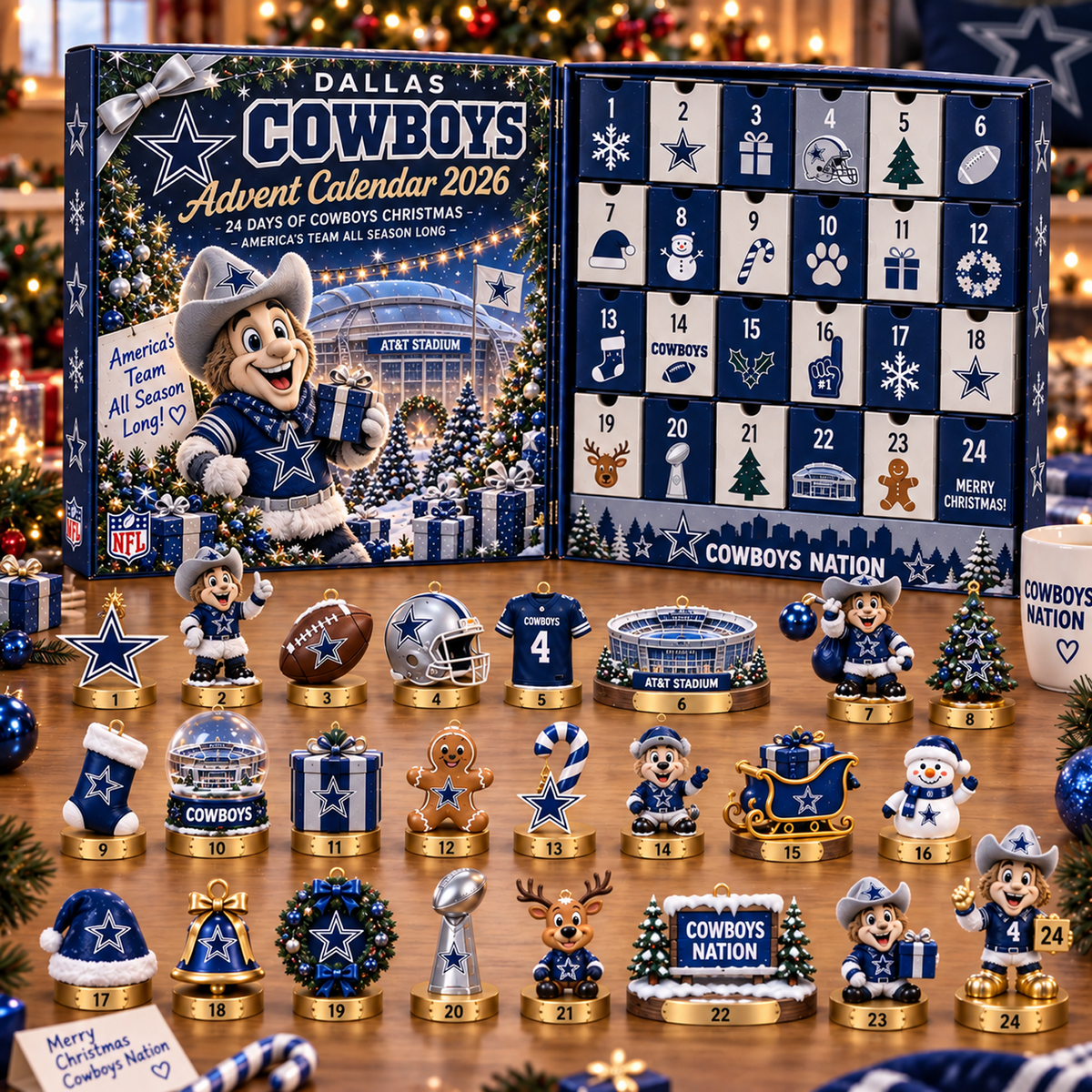 DAL x NFL Christmas Advent Calendar 2026 – 24 Days of NFL Mascot & Holiday Collectibles