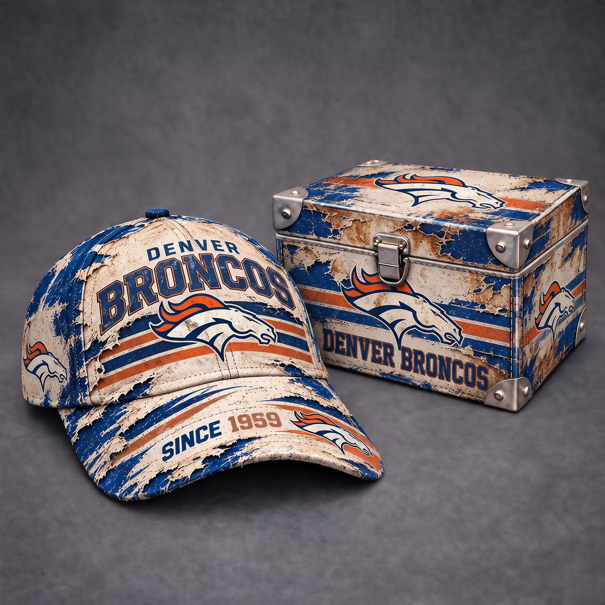 DB x 1-of-1 NFL Distressed Baseball Cap And Gift Box Set