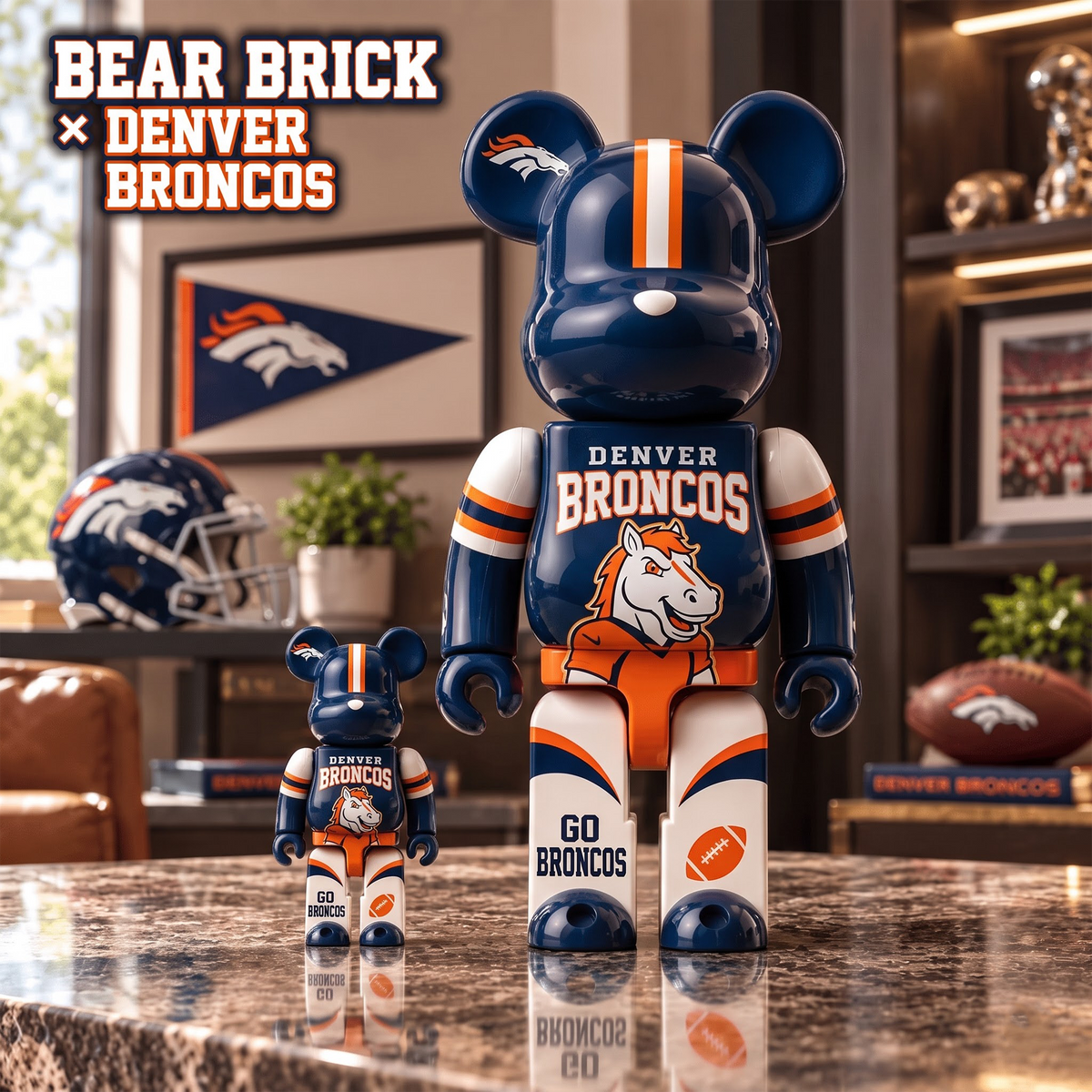 DB x Custom 1-of-1 NFL Team Bearbrick Collectible Figure Home Desk Decor