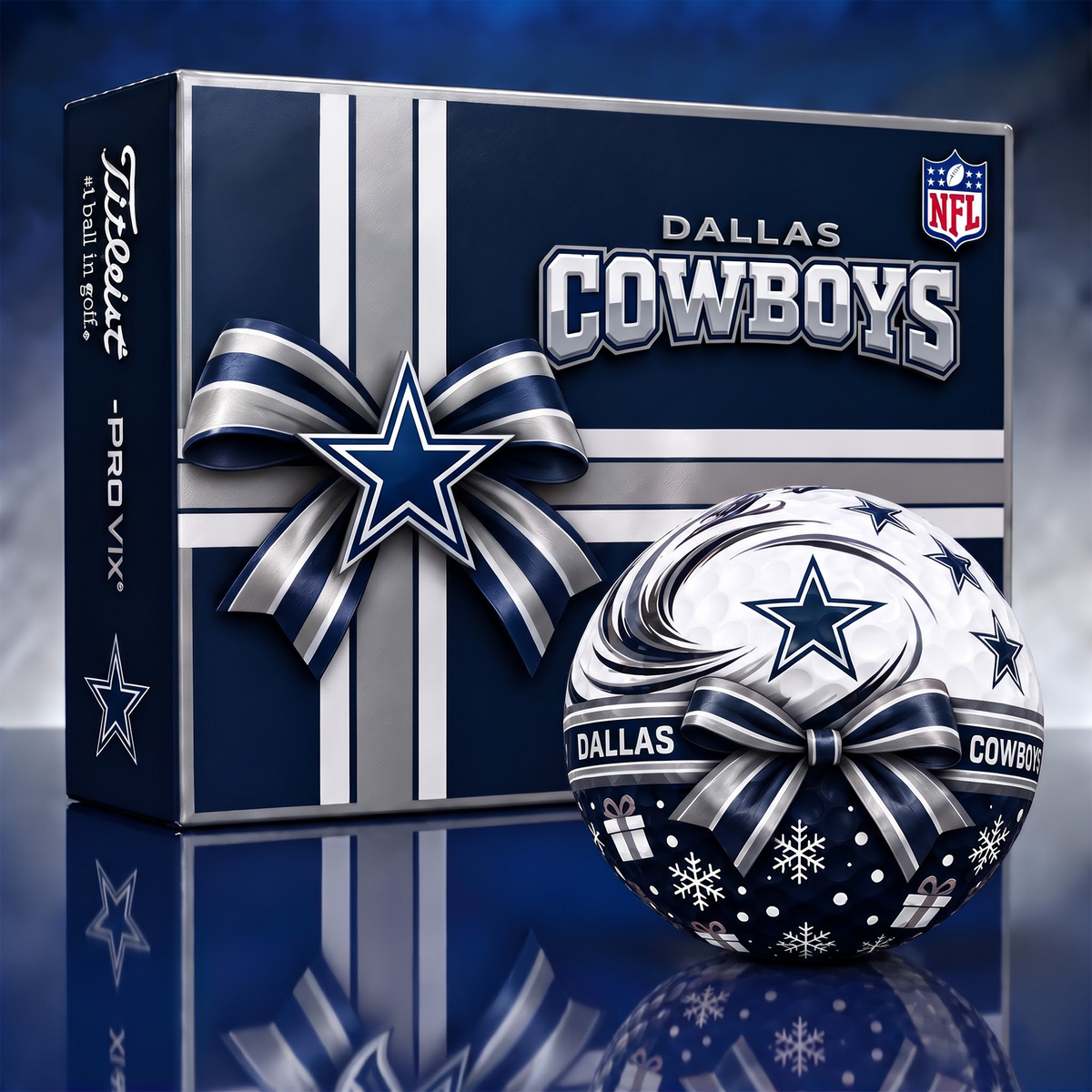 DC x 1-of-1 Custom NFL Holiday Golf Balls Gift Set For Golfer