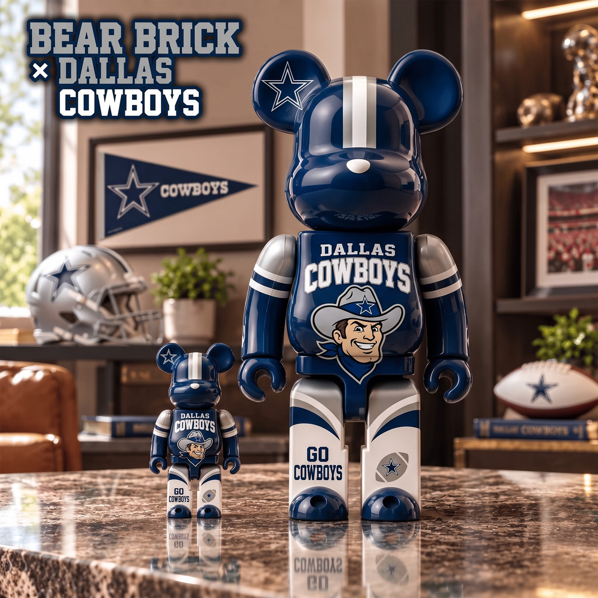 DC x Custom 1-of-1 NFL Team Bearbrick Collectible Figure Home Desk Decor