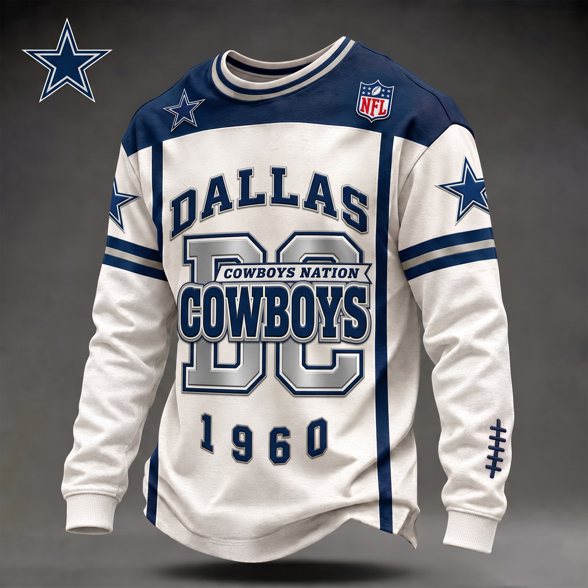 DC x Custom 1-of-1 Personalized NFL Team Vintage Distressed Long Sleeve Shirt