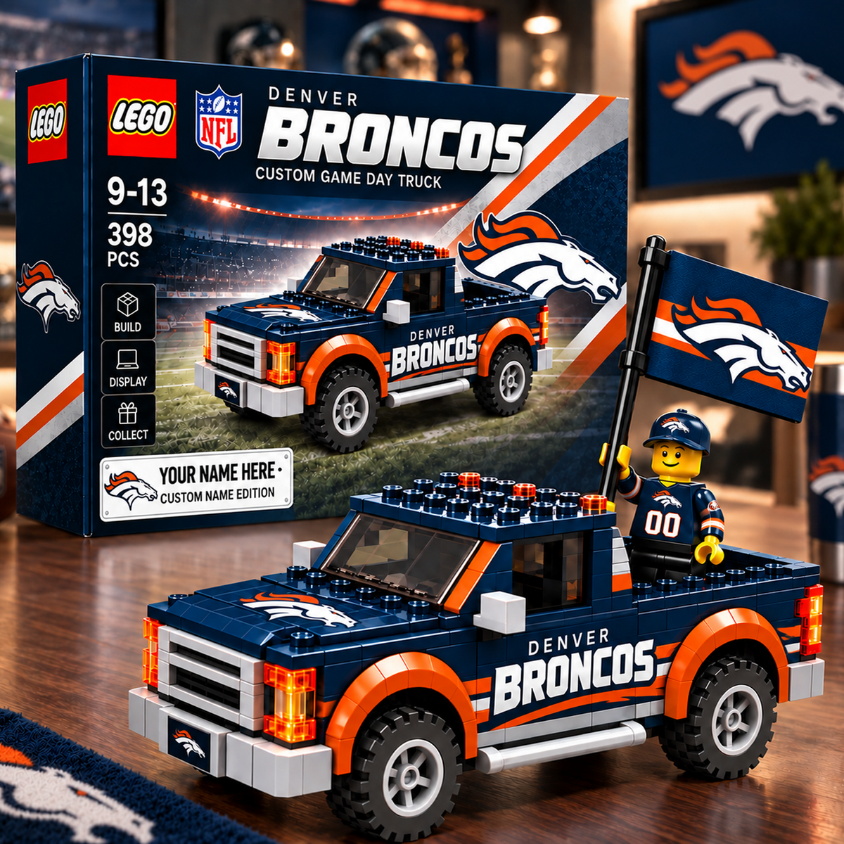 DEN x NFL Building Blocks Truck Toy Set V2