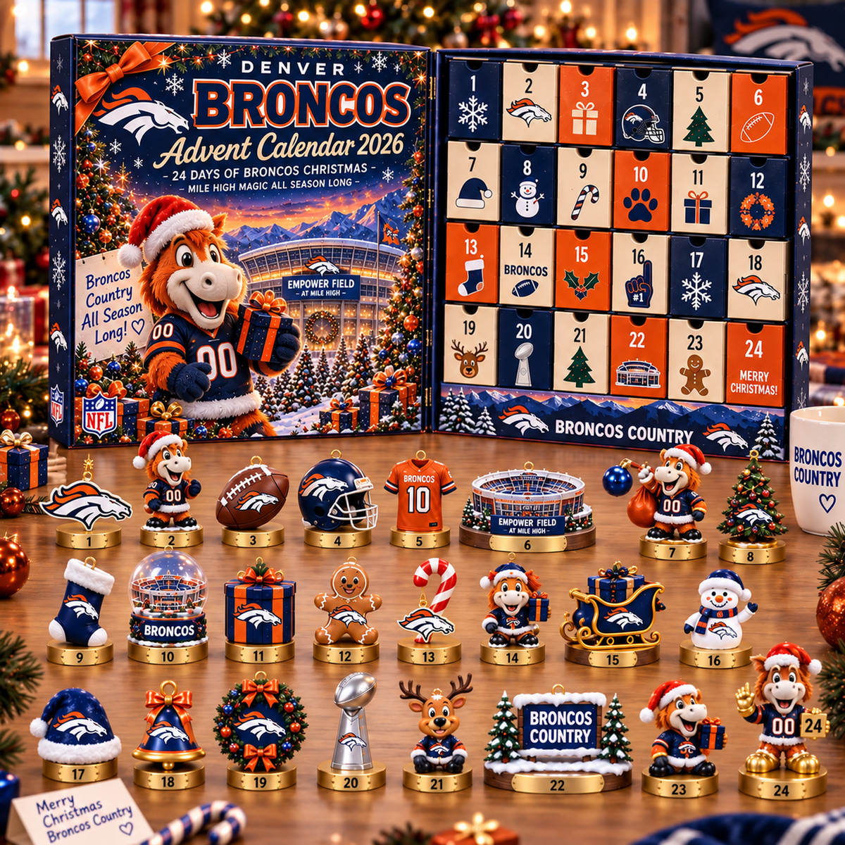 DEN x NFL Christmas Advent Calendar 2026 – 24 Days of NFL Mascot & Holiday Collectibles