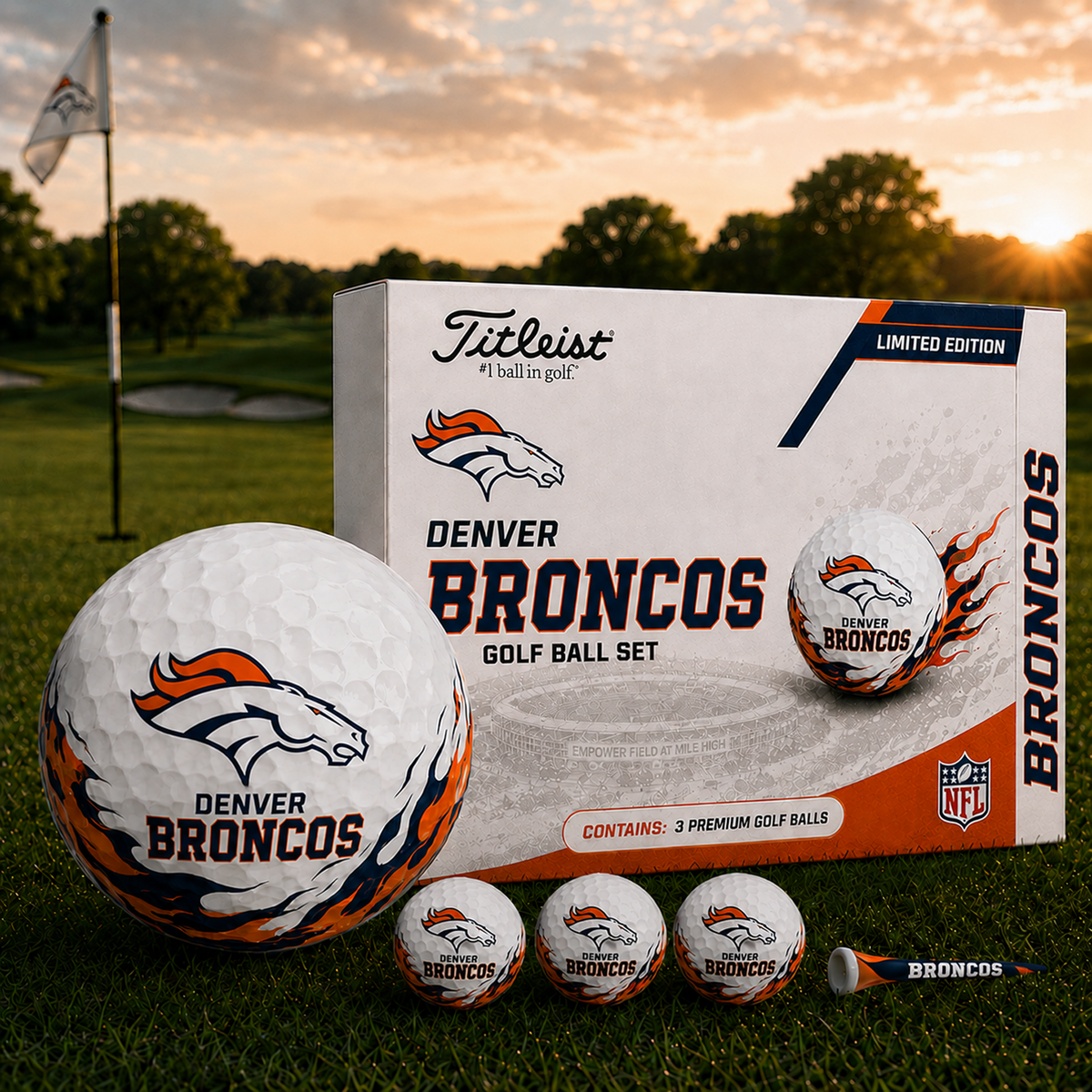 DEN x NFL Inspired Golf Ball Set – 3 Premium Golf Balls