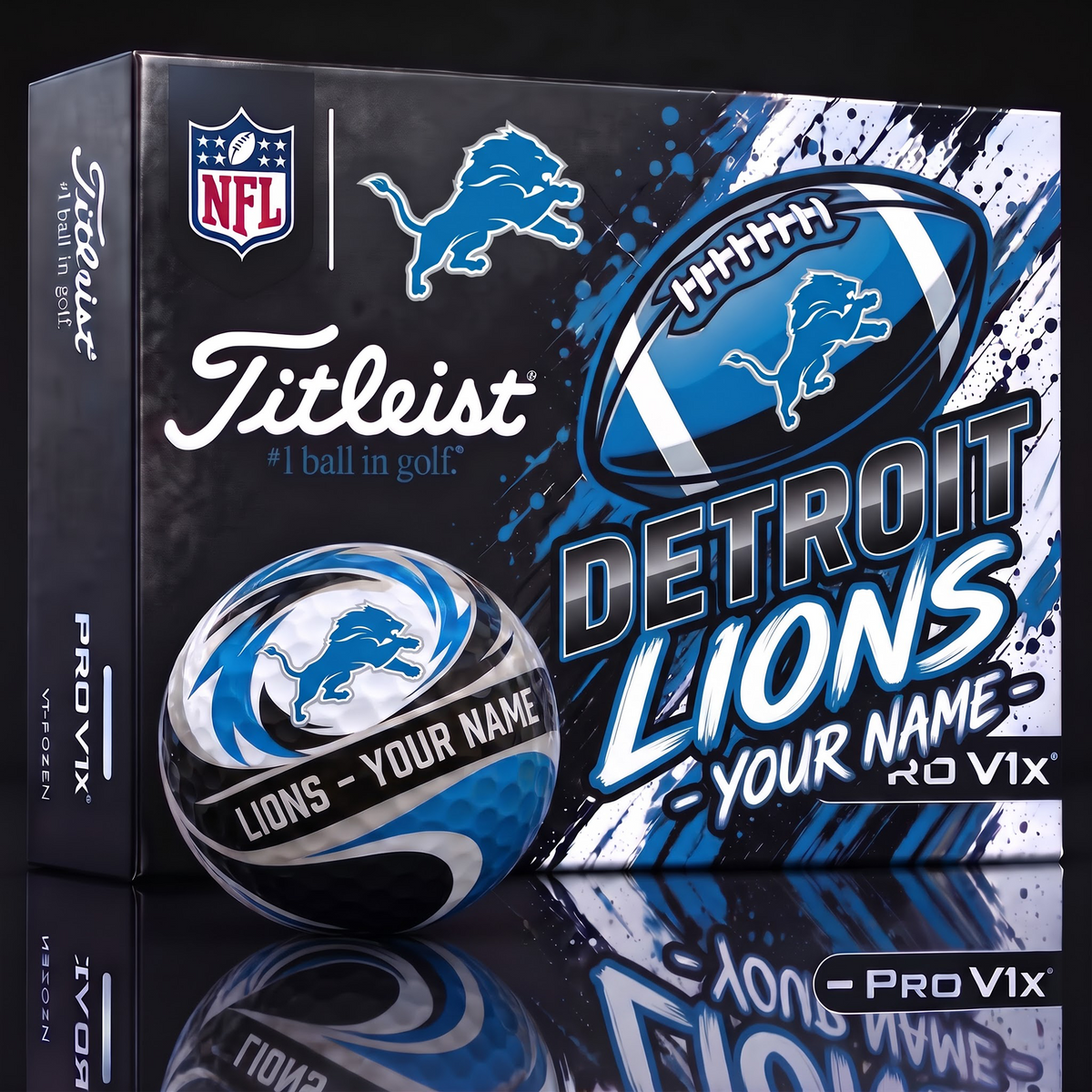 DET X 1-of-1 Custom NFL Personalized Splatter Titleist Golf Balls Set