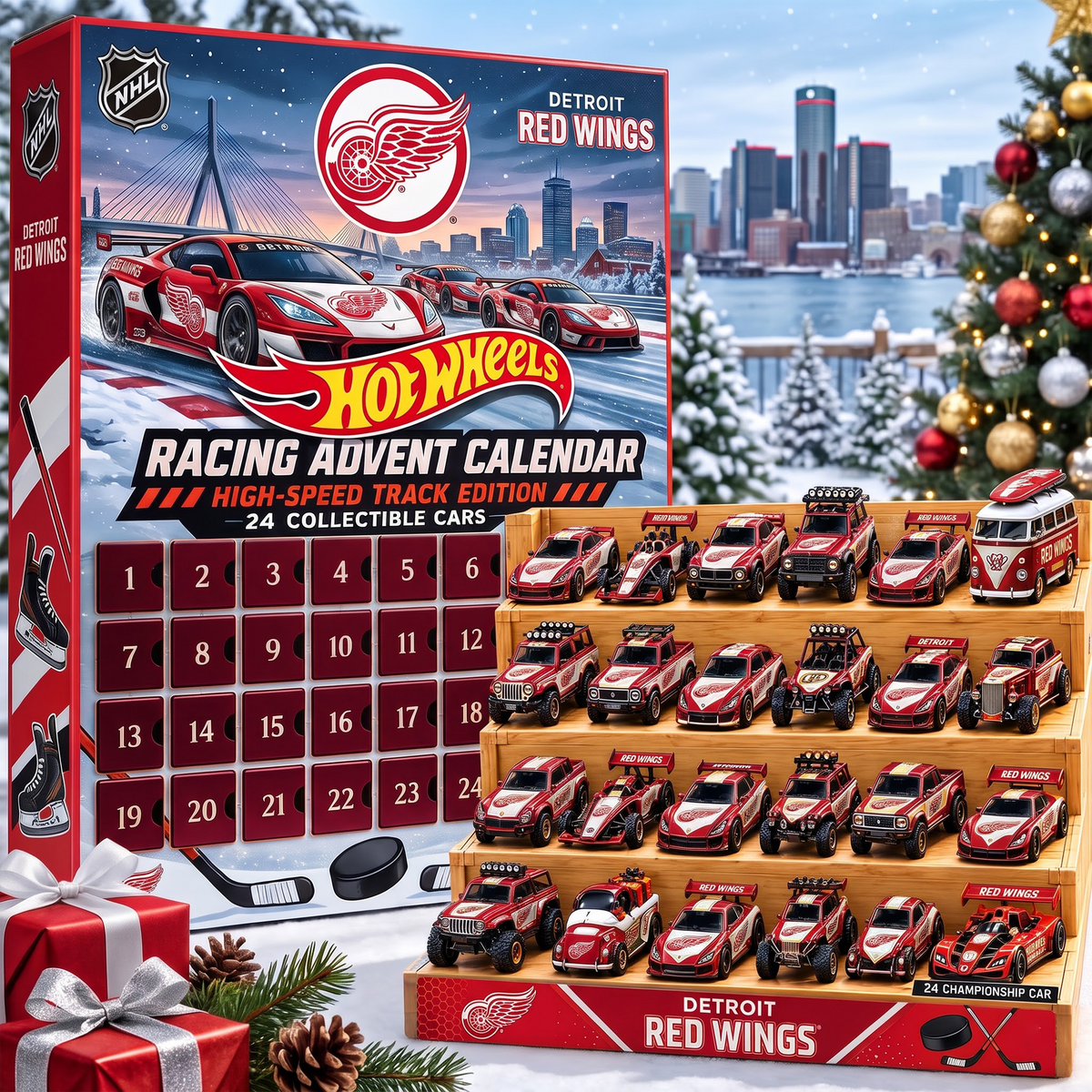 DET X 1-of-1 Custom NHL Racing Advent Calendar 24 Cars Gift Set