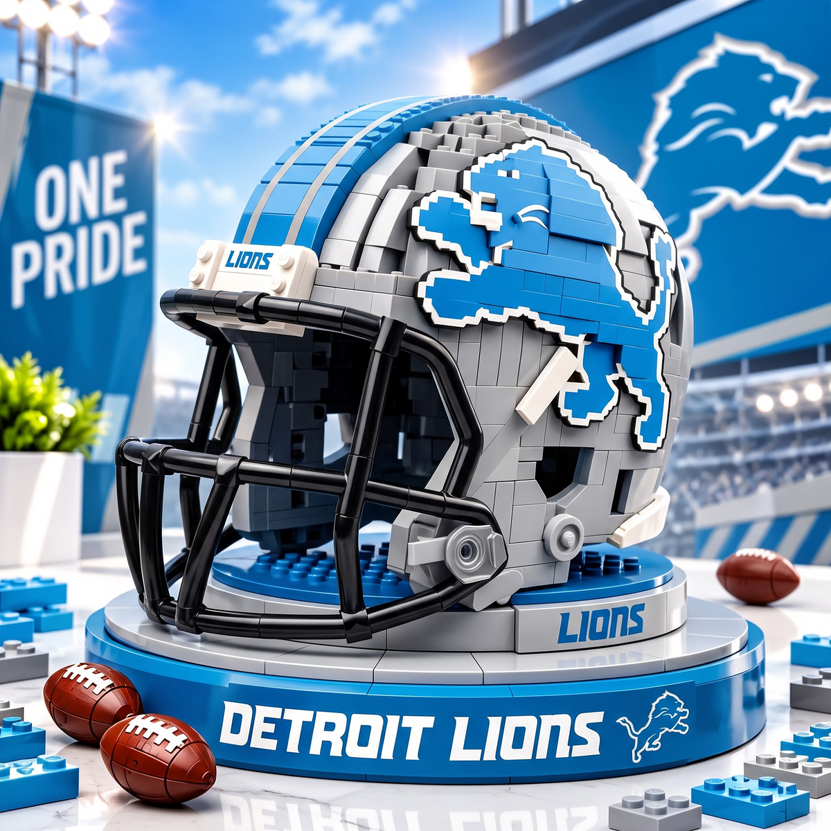 DET X Premium NFL Football Helmet Building Block Set