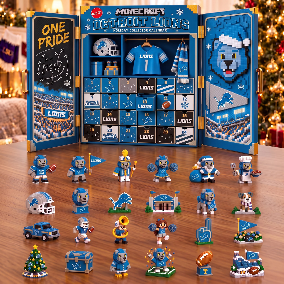 DET x 1-of-1 Custom NFL Team Christmas Advent Calendar Blind Box Set