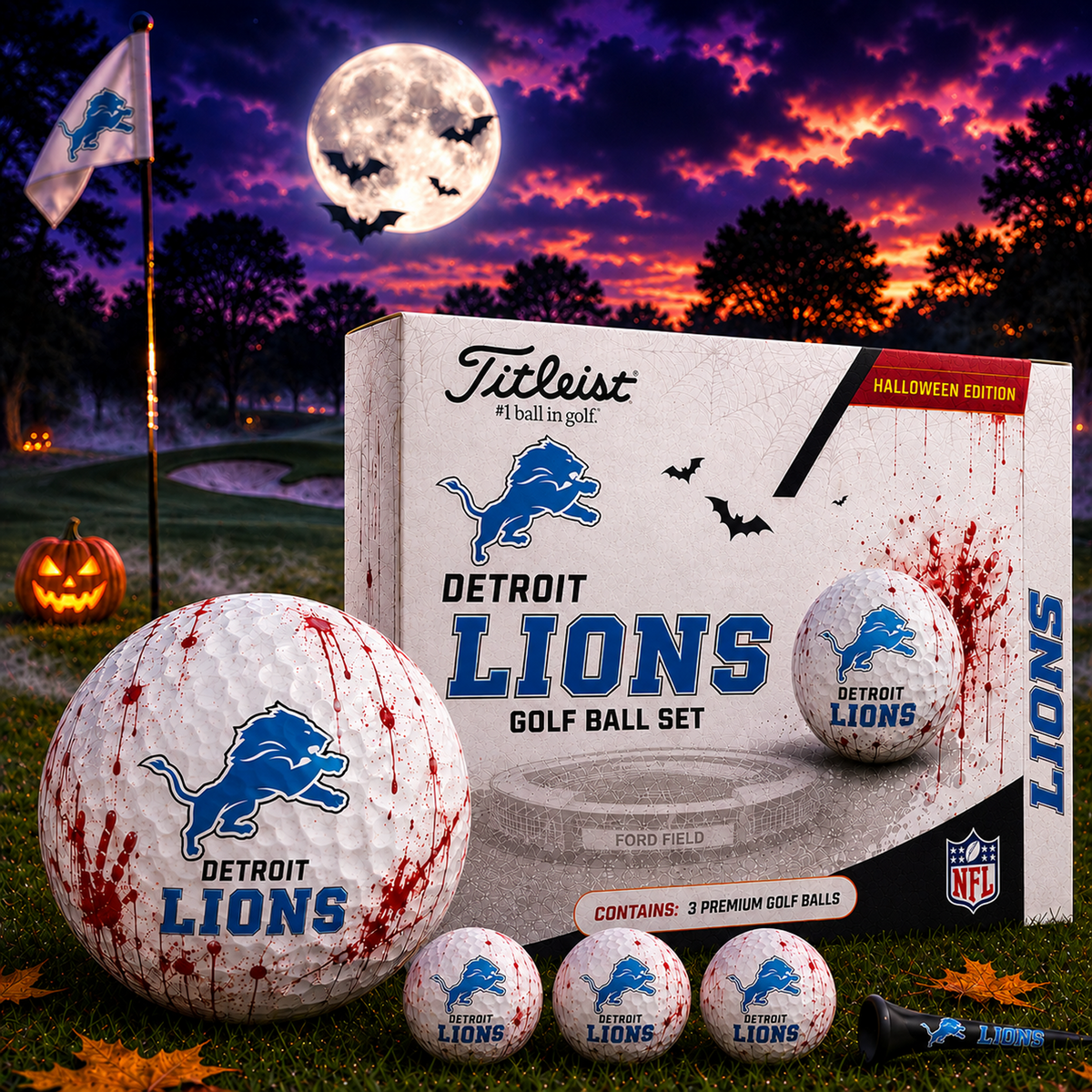 DET x NFL Halloween Edition Golf Ball Set – 3 Premium Golf Balls